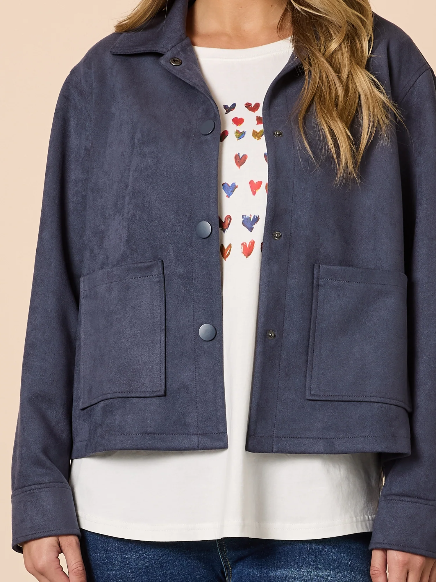 Downtown Faux Suede Jacket - Indigo - Image 5