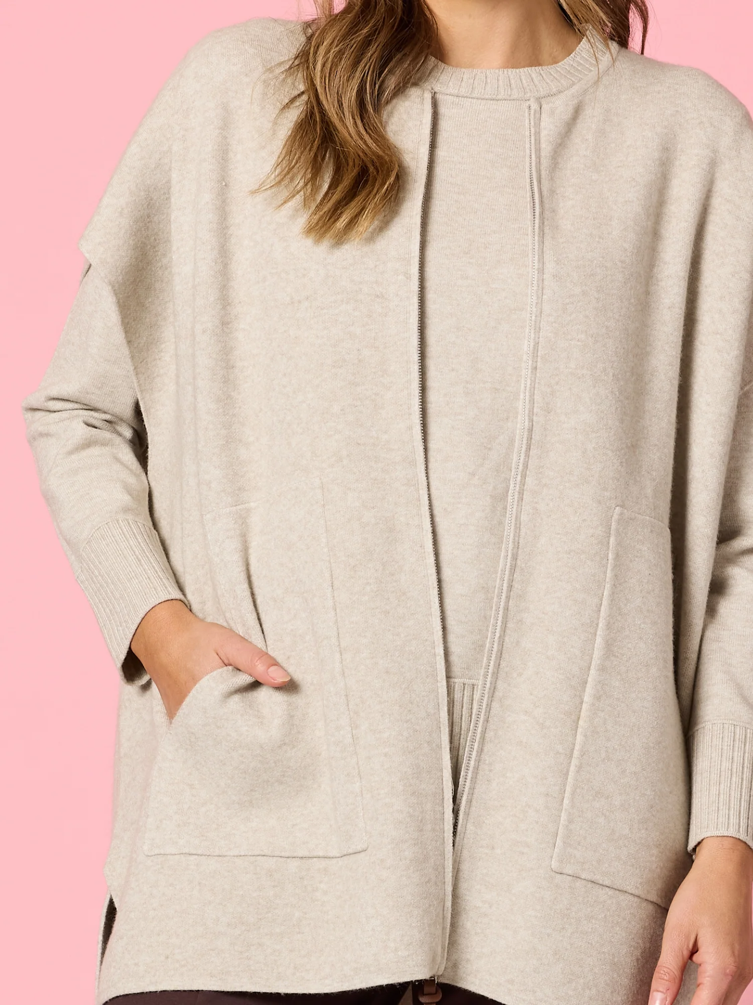 Elena Short Sleeve Zip Knit - Natural - Image 5