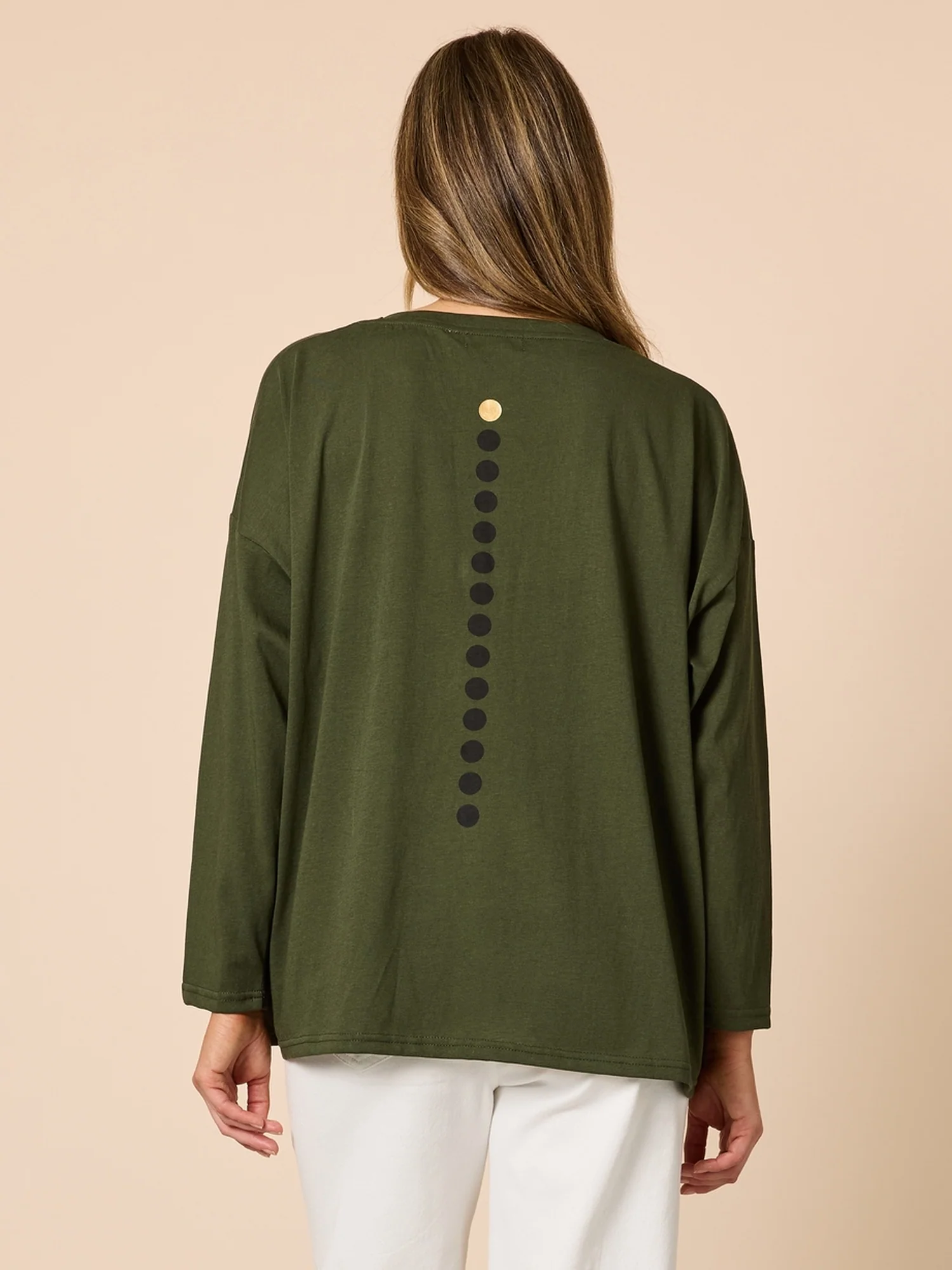 Elise Spot Print Top - Khaki - Image 4