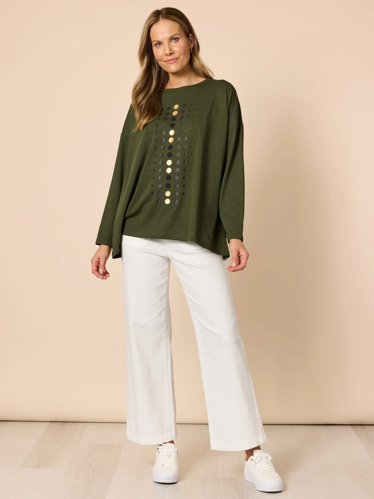 Elise Spot Print Top - Khaki - Image 6