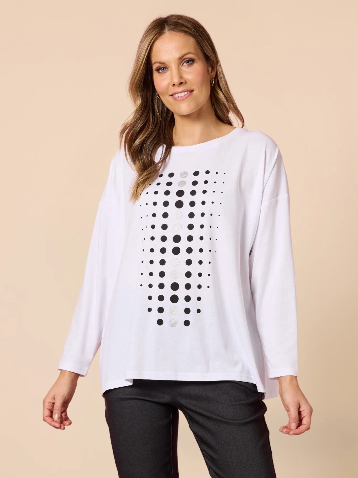Elise Spot Print Top - White