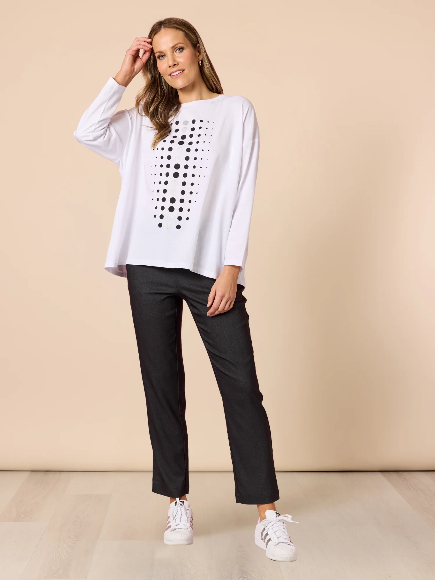 Elise Spot Print Top - White - Image 2
