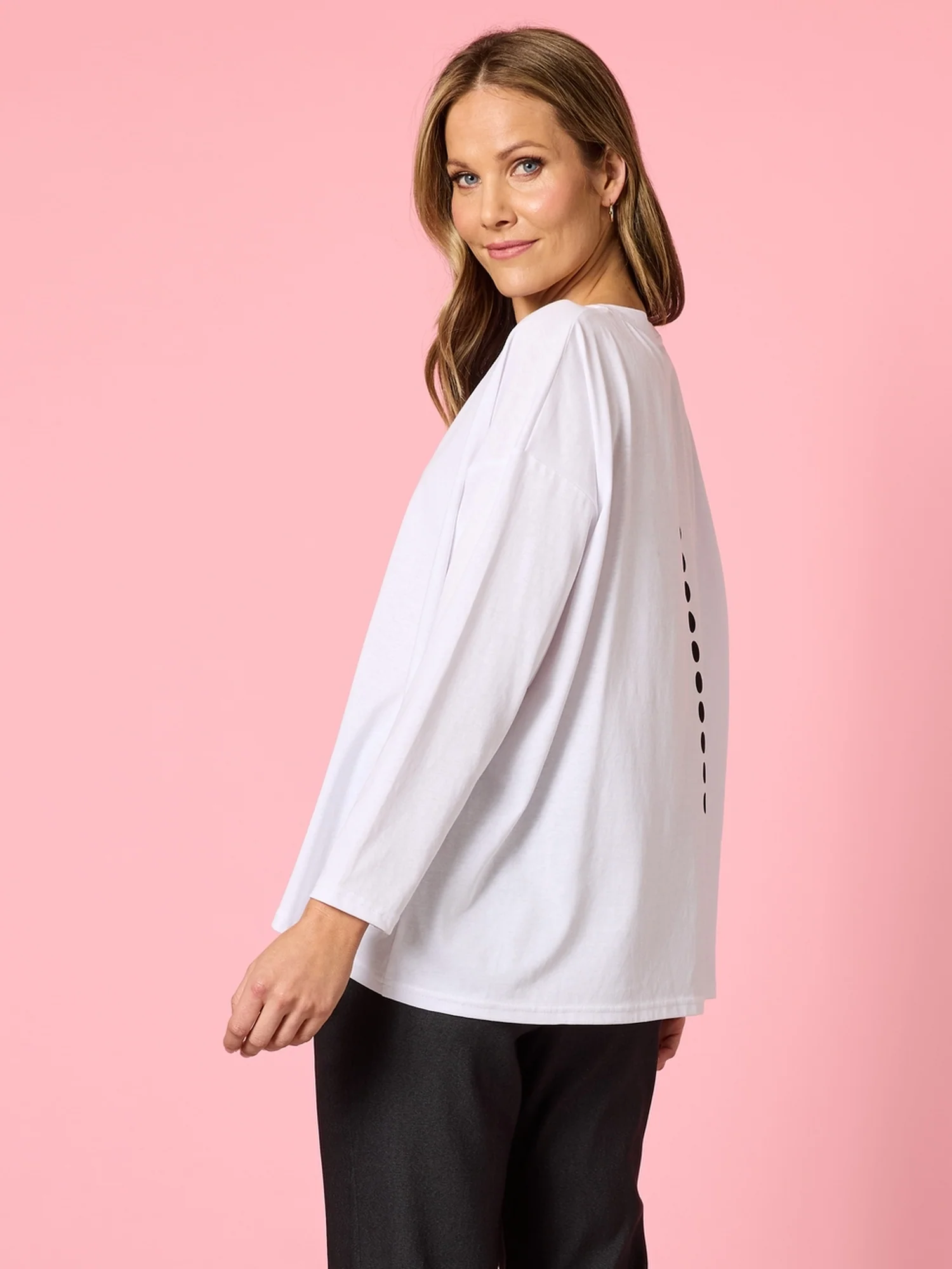 Elise Spot Print Top - White - Image 3