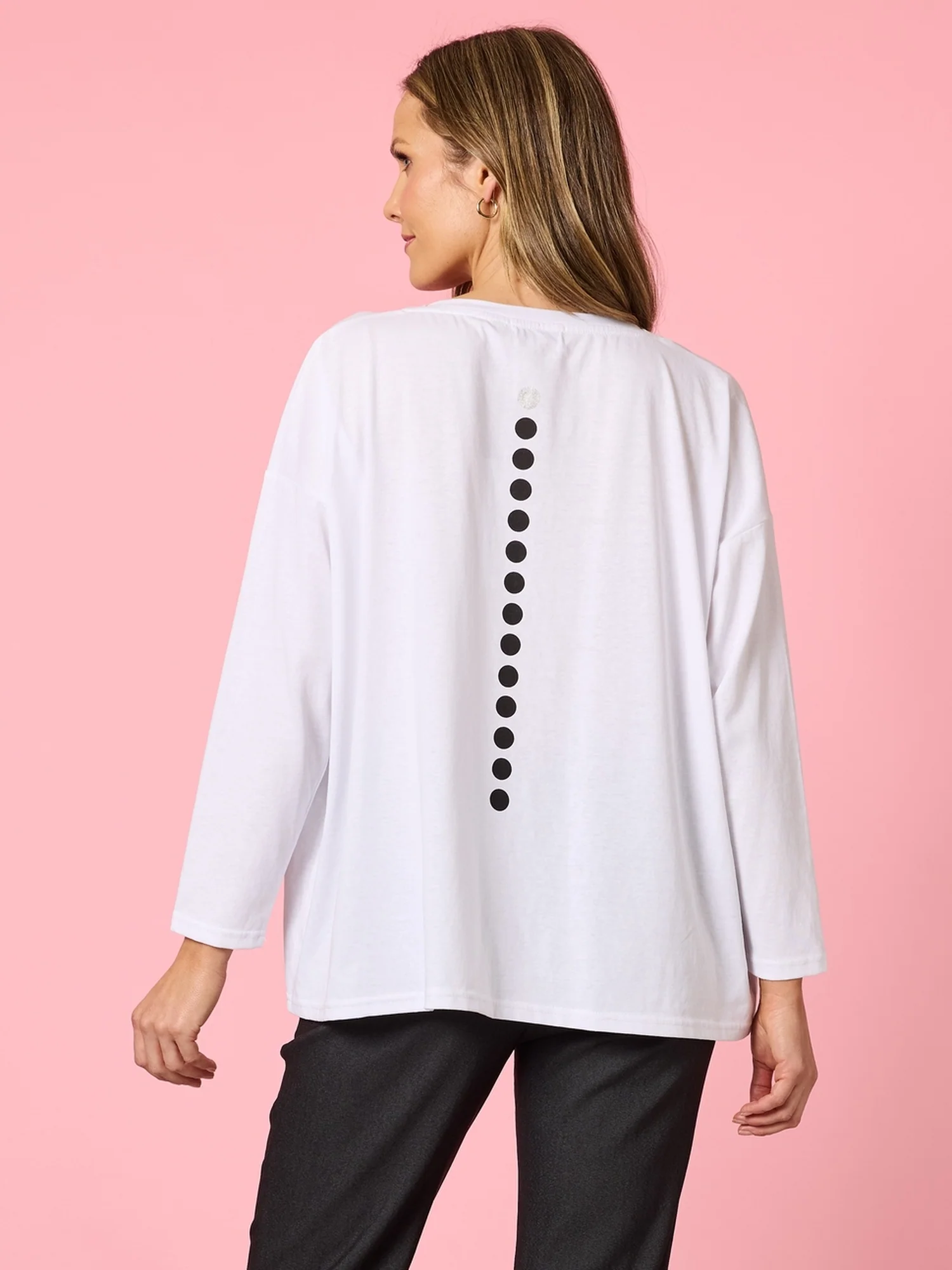Elise Spot Print Top - White - Image 4
