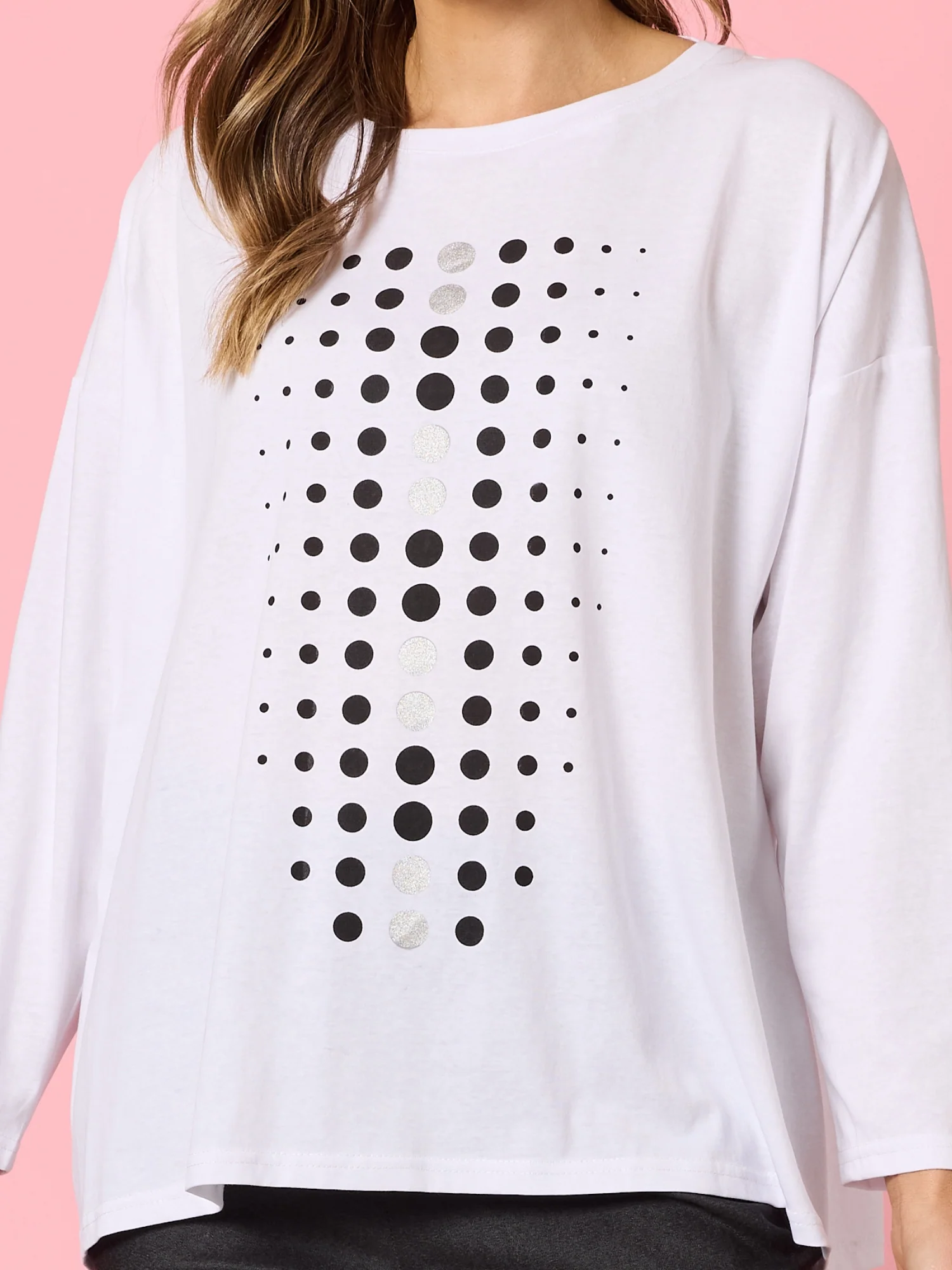 Elise Spot Print Top - White - Image 5
