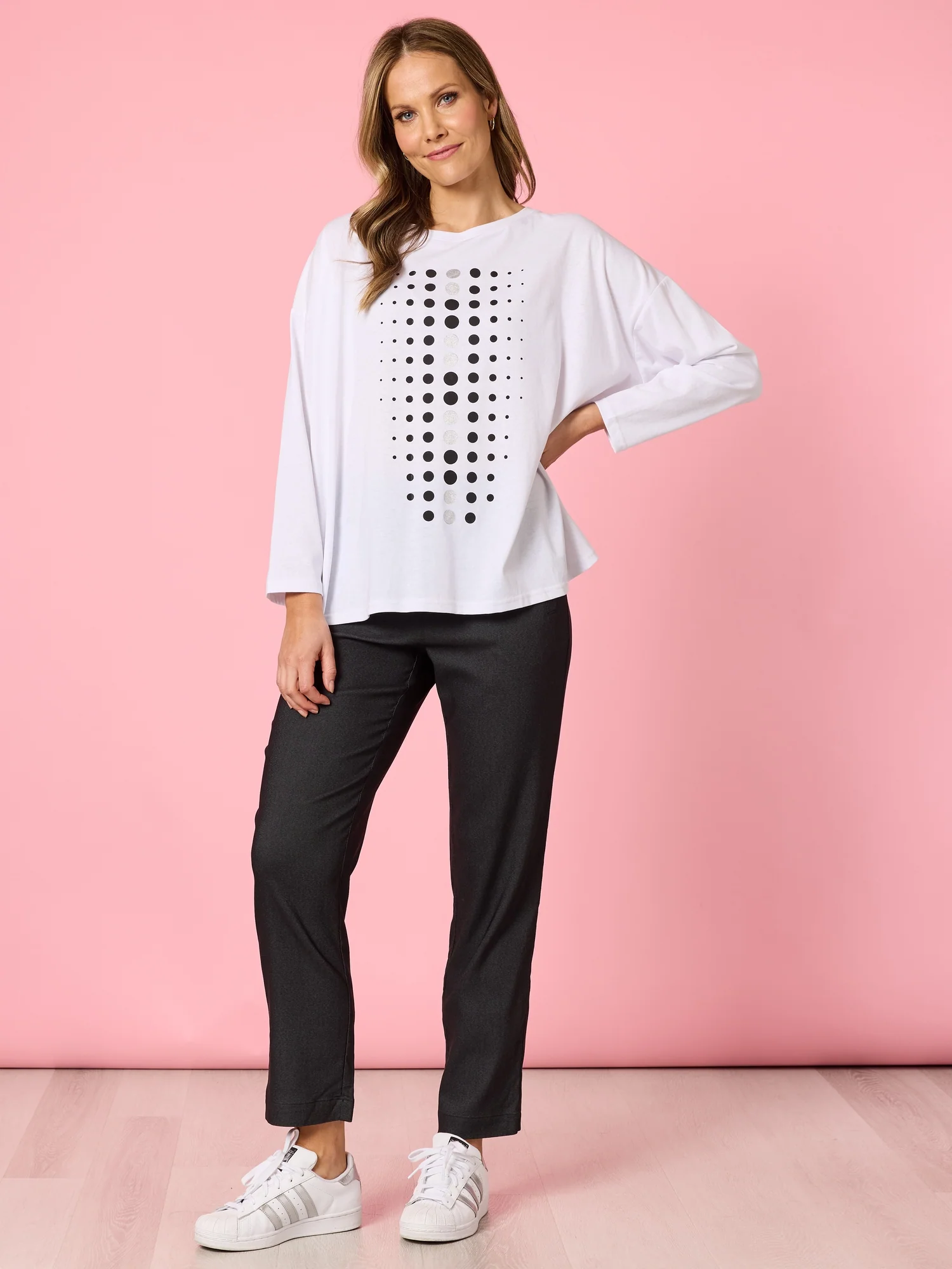 Elise Spot Print Top - White - Image 7