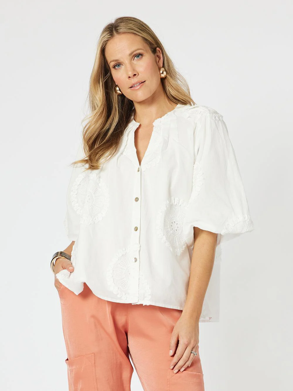 Emanuella Embroidered Jacket - White