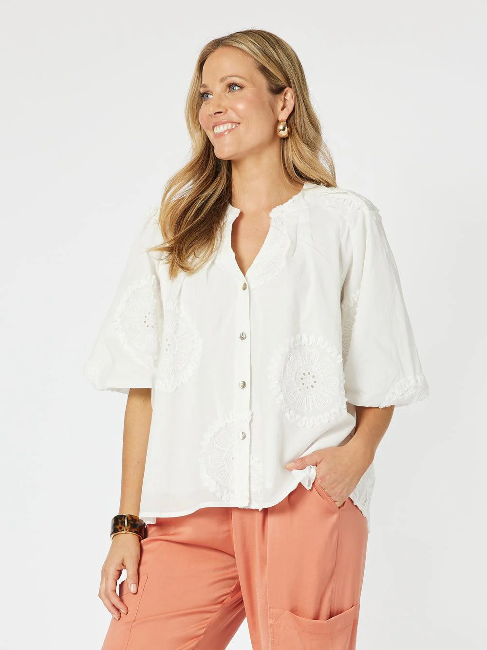 Emanuella Embroidered Jacket - White - Image 4