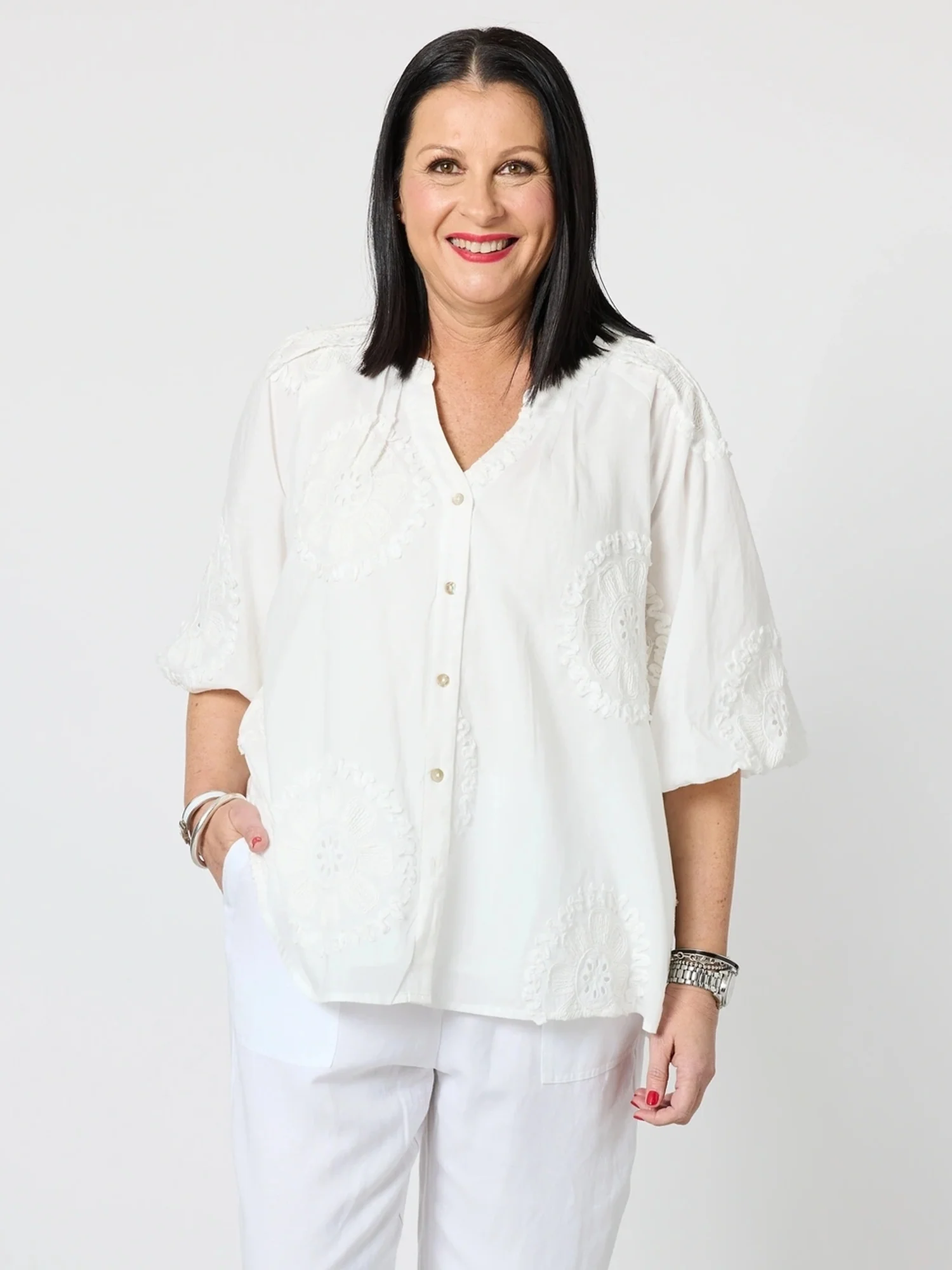 Emanuella Embroidered Jacket - White - Image 7