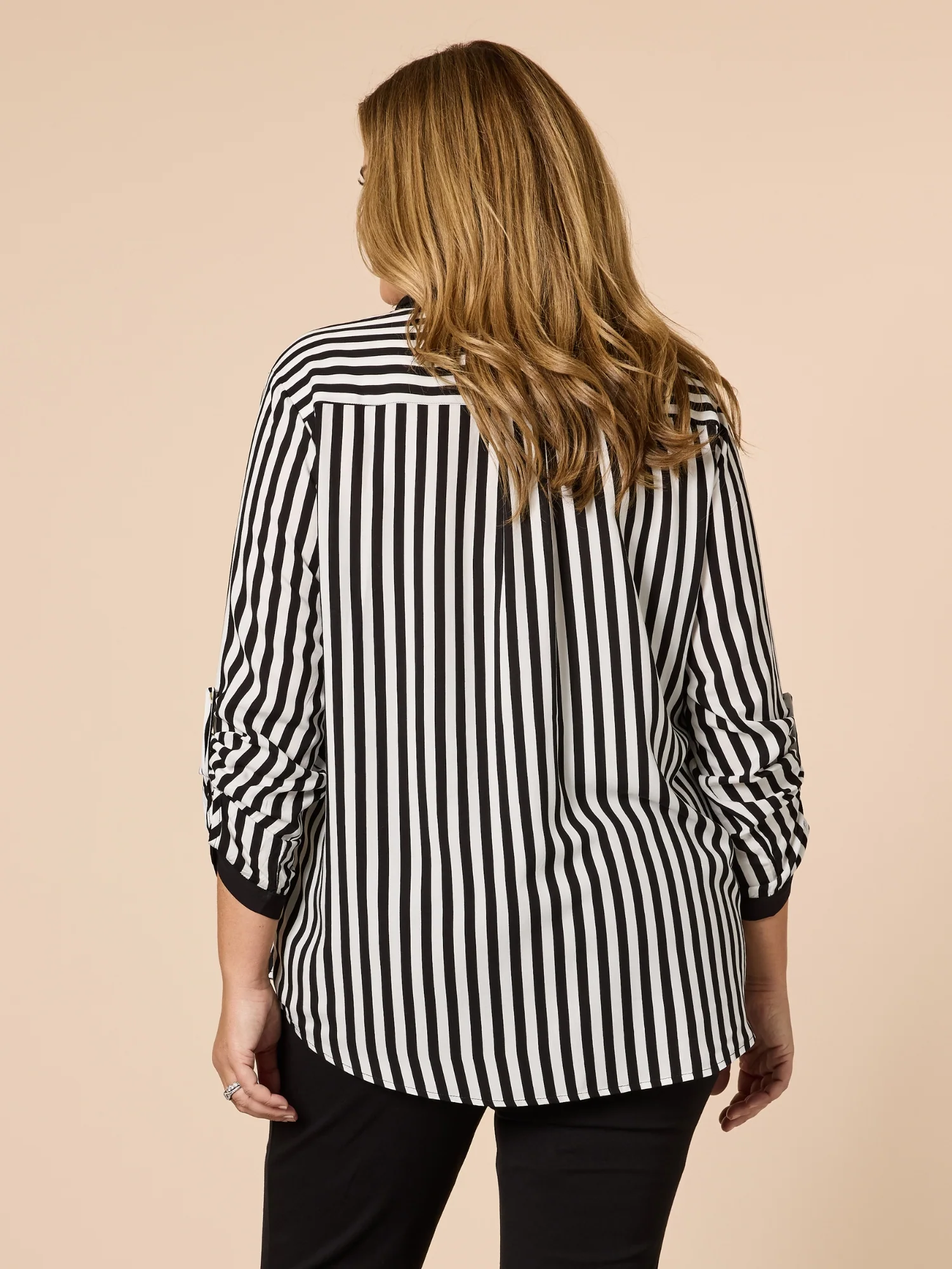 Emmie Stripe Print Shirt - Black/White - Image 4