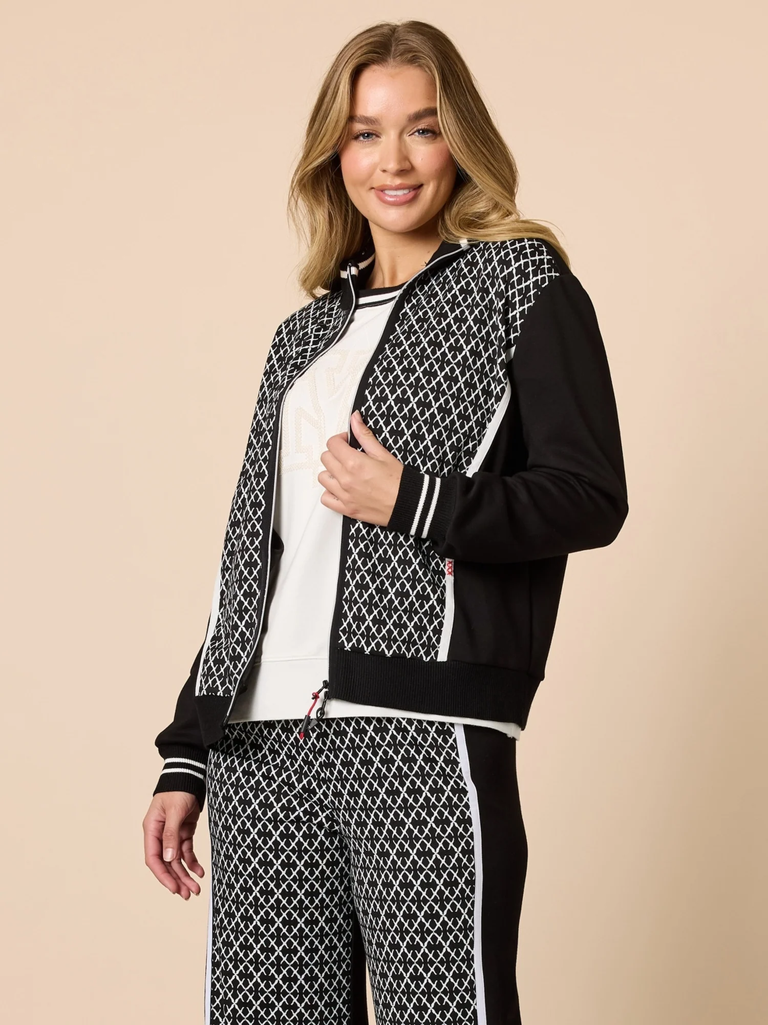 Empire Spliced Print Jacket - Black/Ivory