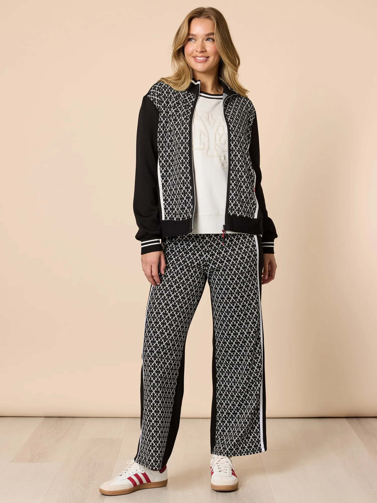 Empire Spliced Print Jacket - Black/Ivory - Image 2