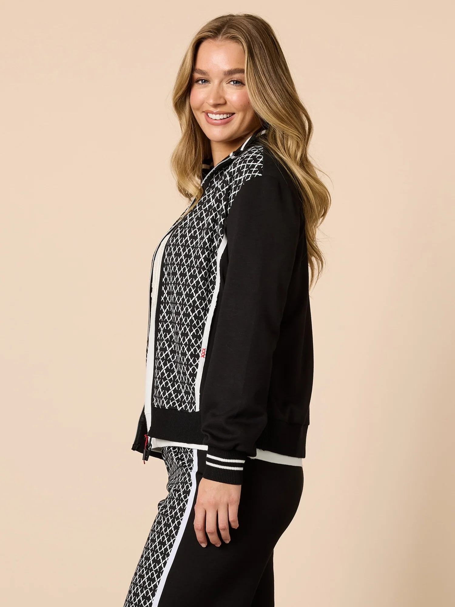 Empire Spliced Print Jacket - Black/Ivory - Image 3