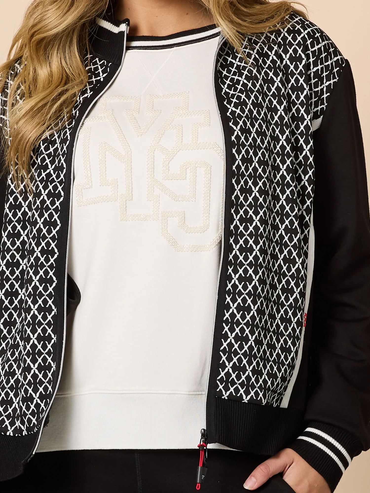 Empire Spliced Print Jacket - Black/Ivory - Image 5
