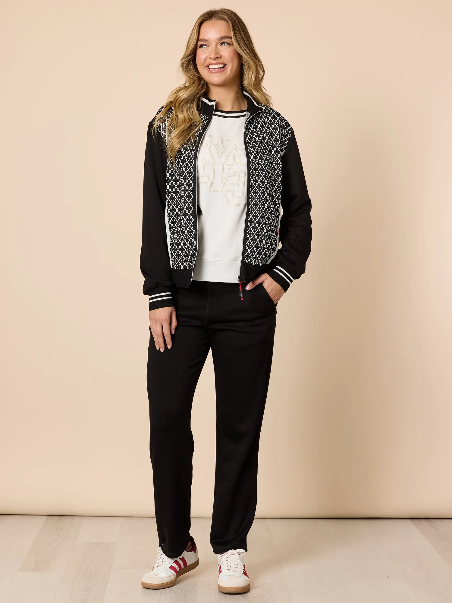 Empire Spliced Print Jacket - Black/Ivory - Image 6