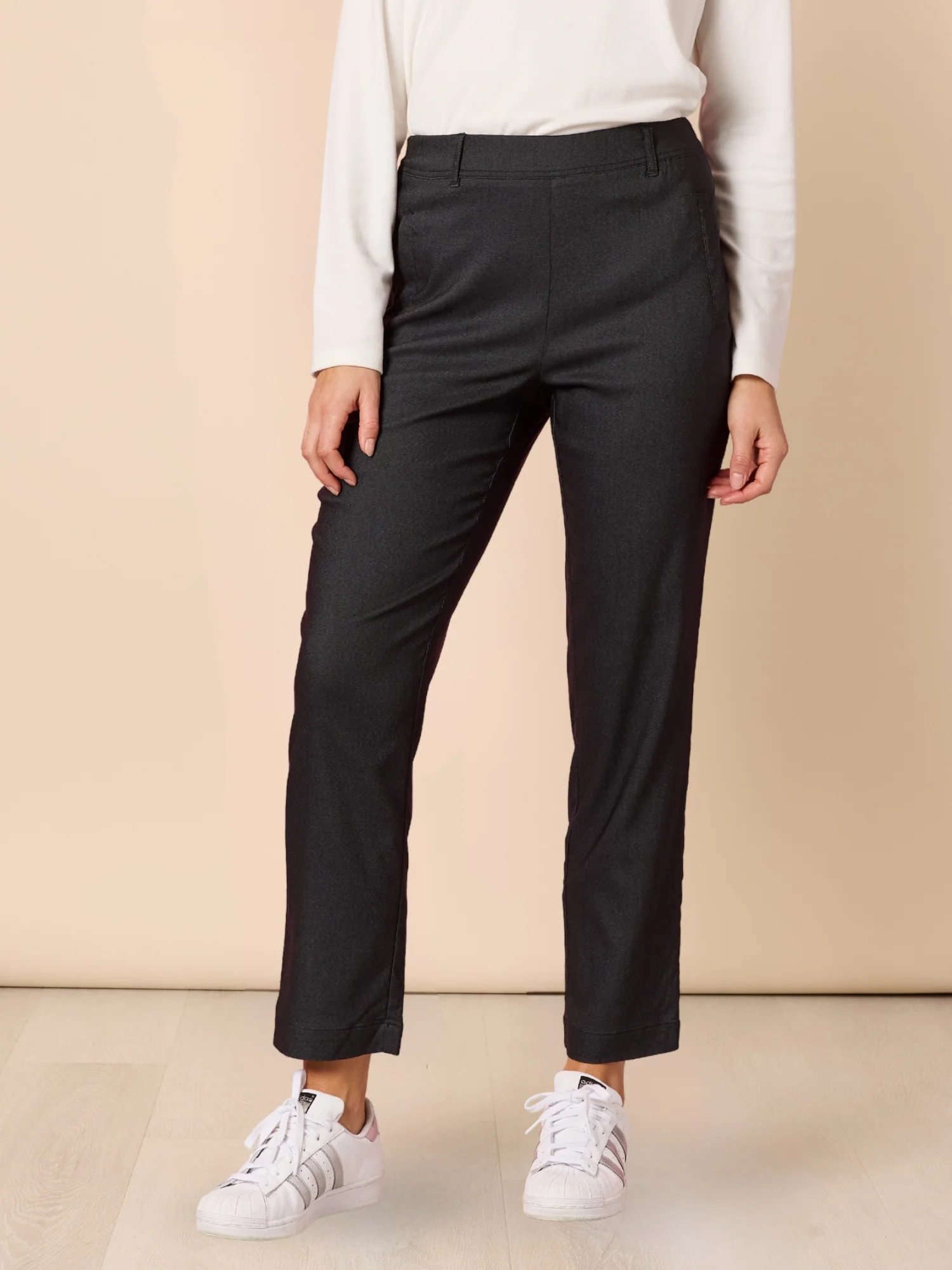 Evie Stretch Straight Leg Pant - Charcoal