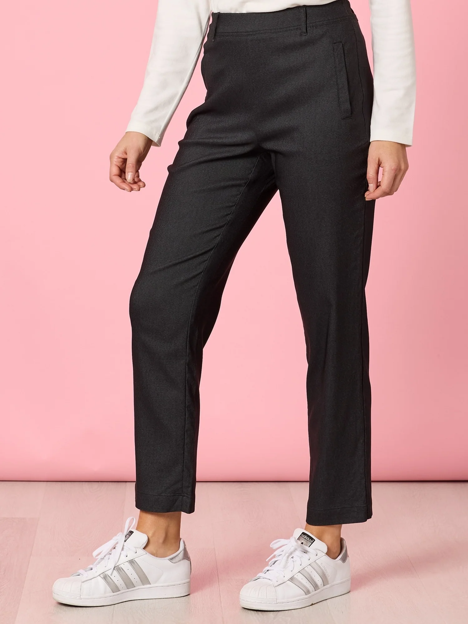 Evie Stretch Straight Leg Pant - Charcoal - Image 3