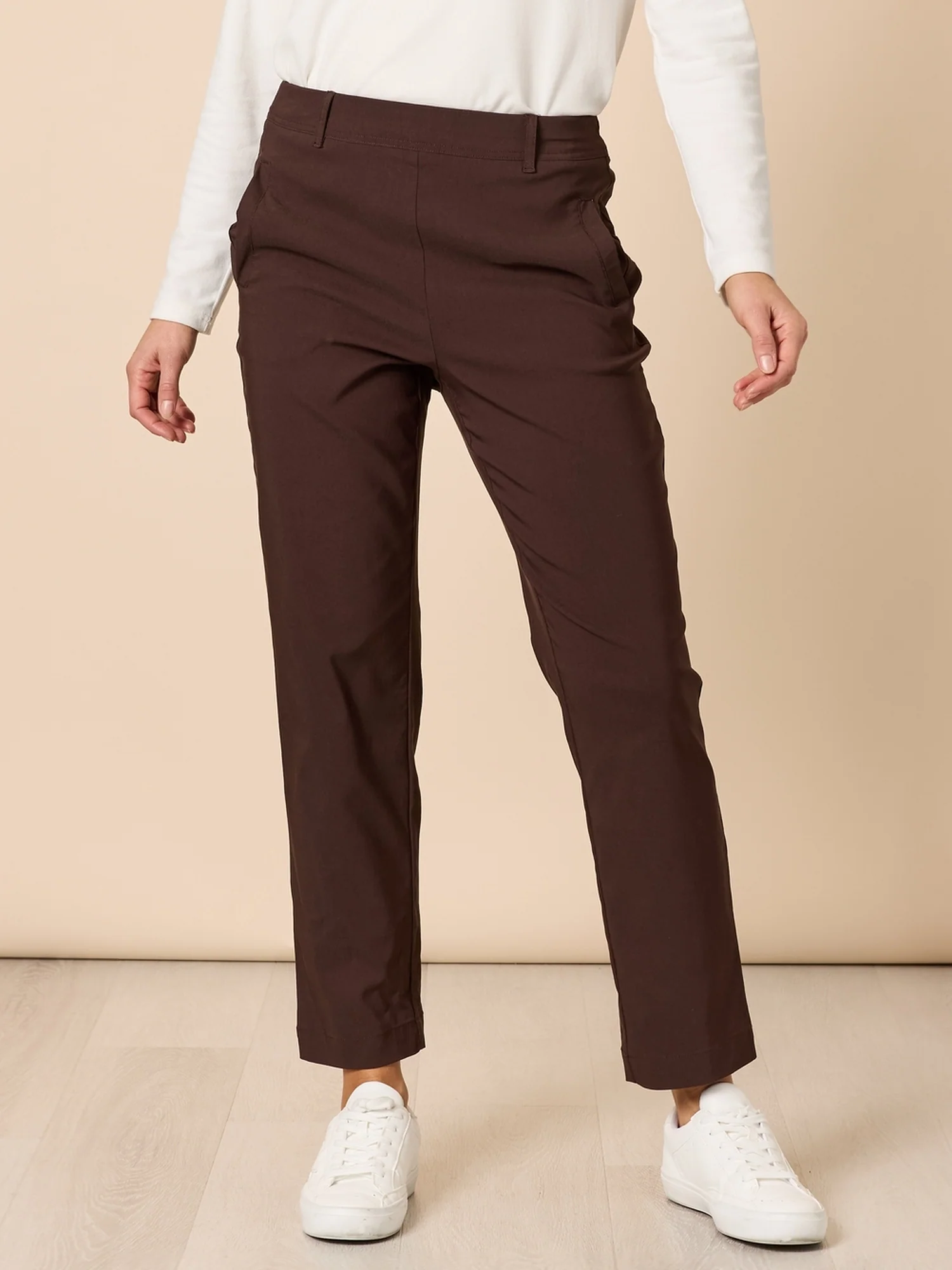 Evie Stretch Straight Leg Pant - Coffee