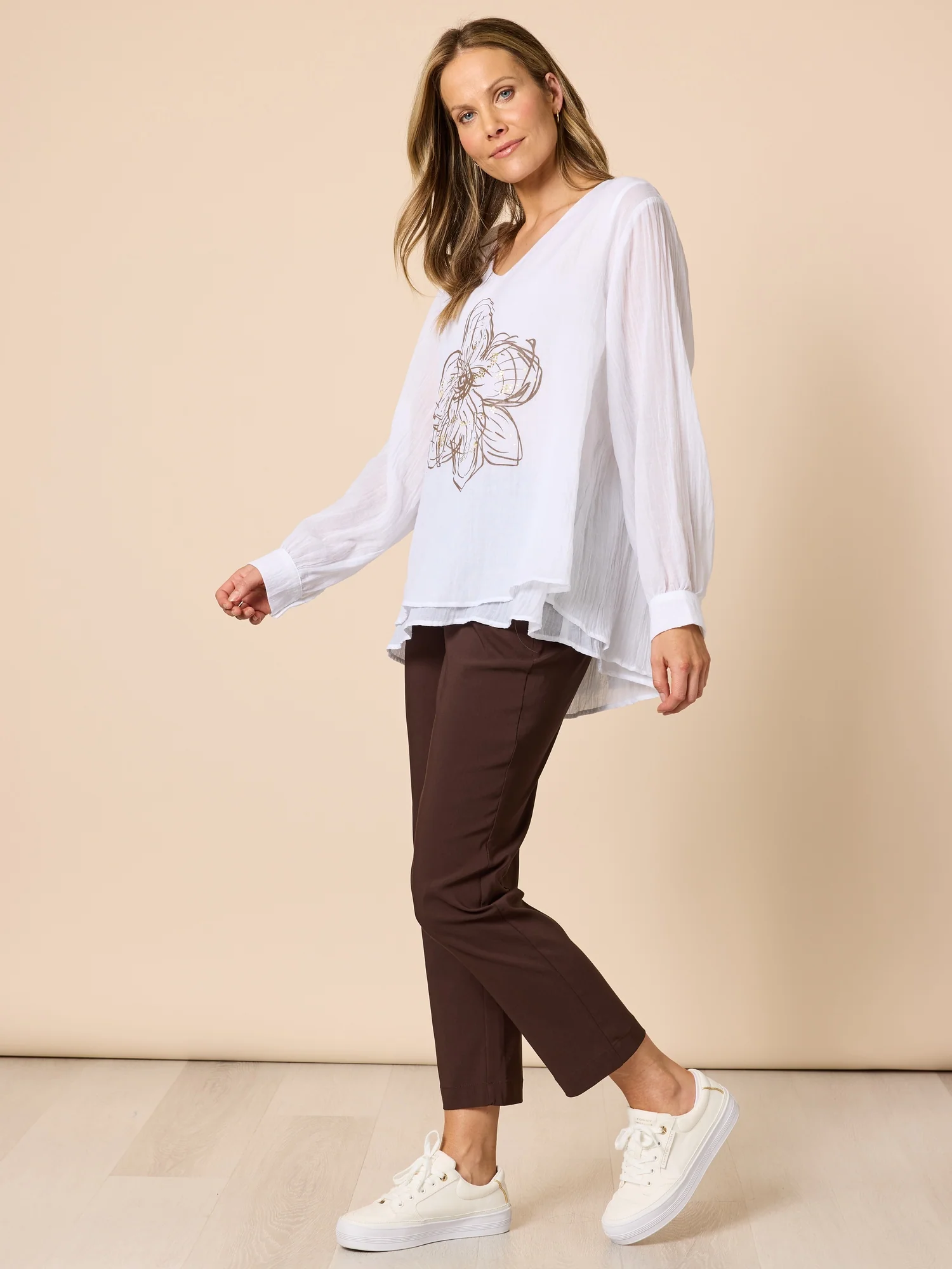 Evie Stretch Straight Leg Pant - Coffee - Image 2
