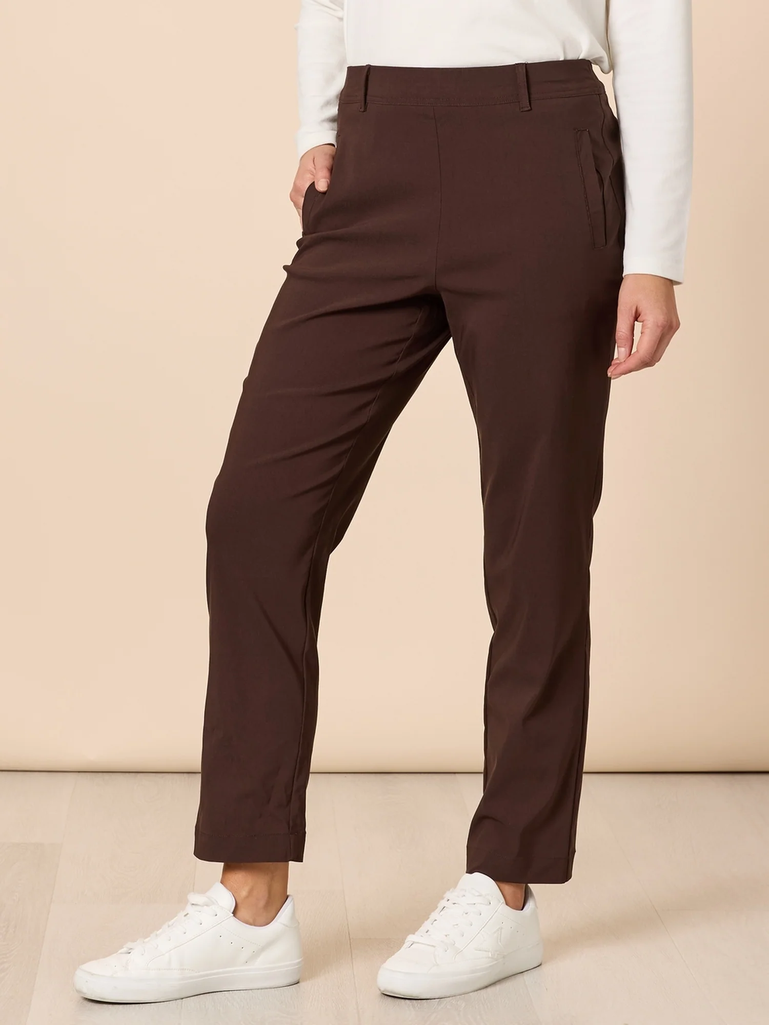 Evie Stretch Straight Leg Pant - Coffee - Image 4
