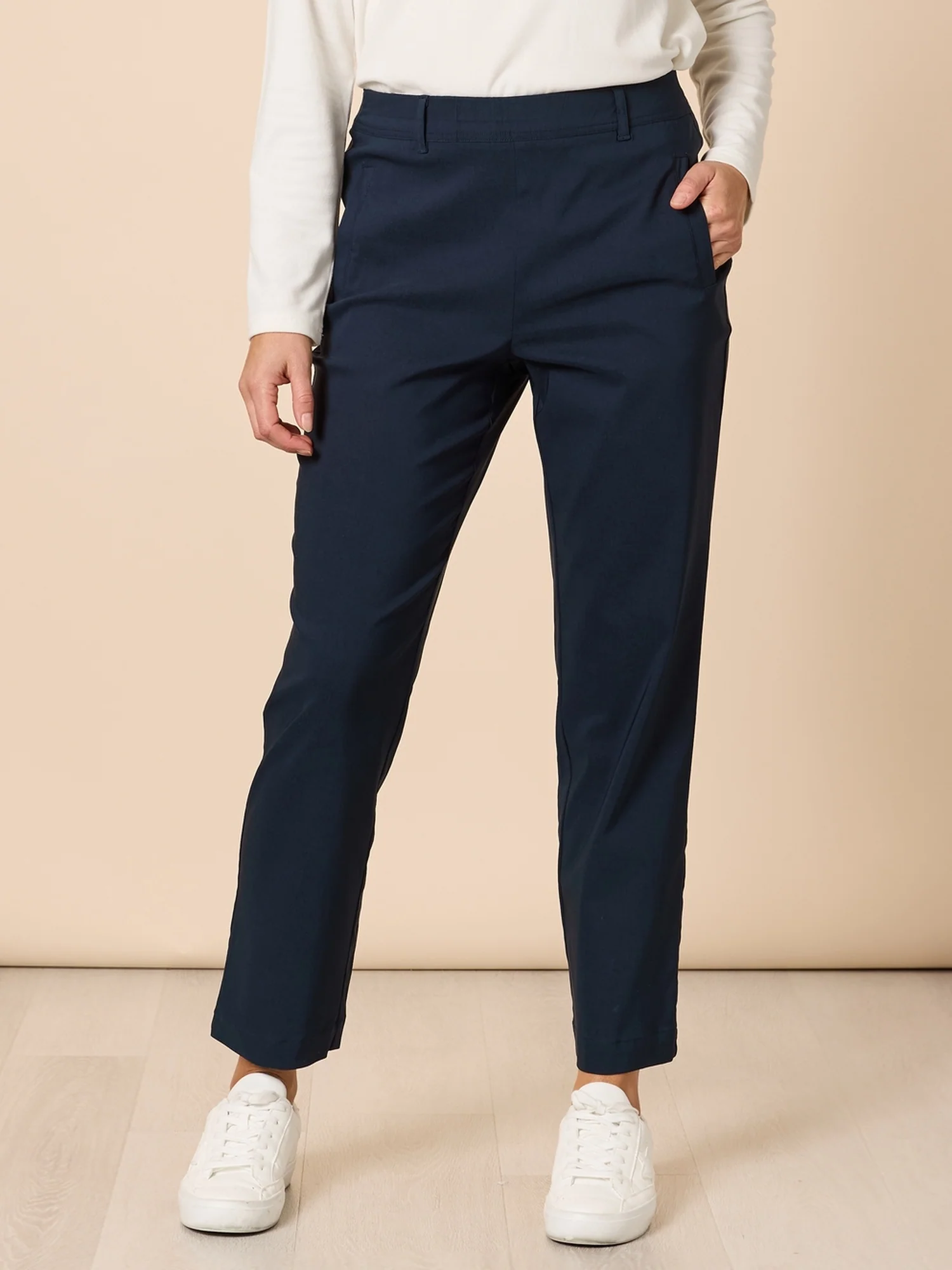 Evie Stretch Straight Leg Pant - Navy