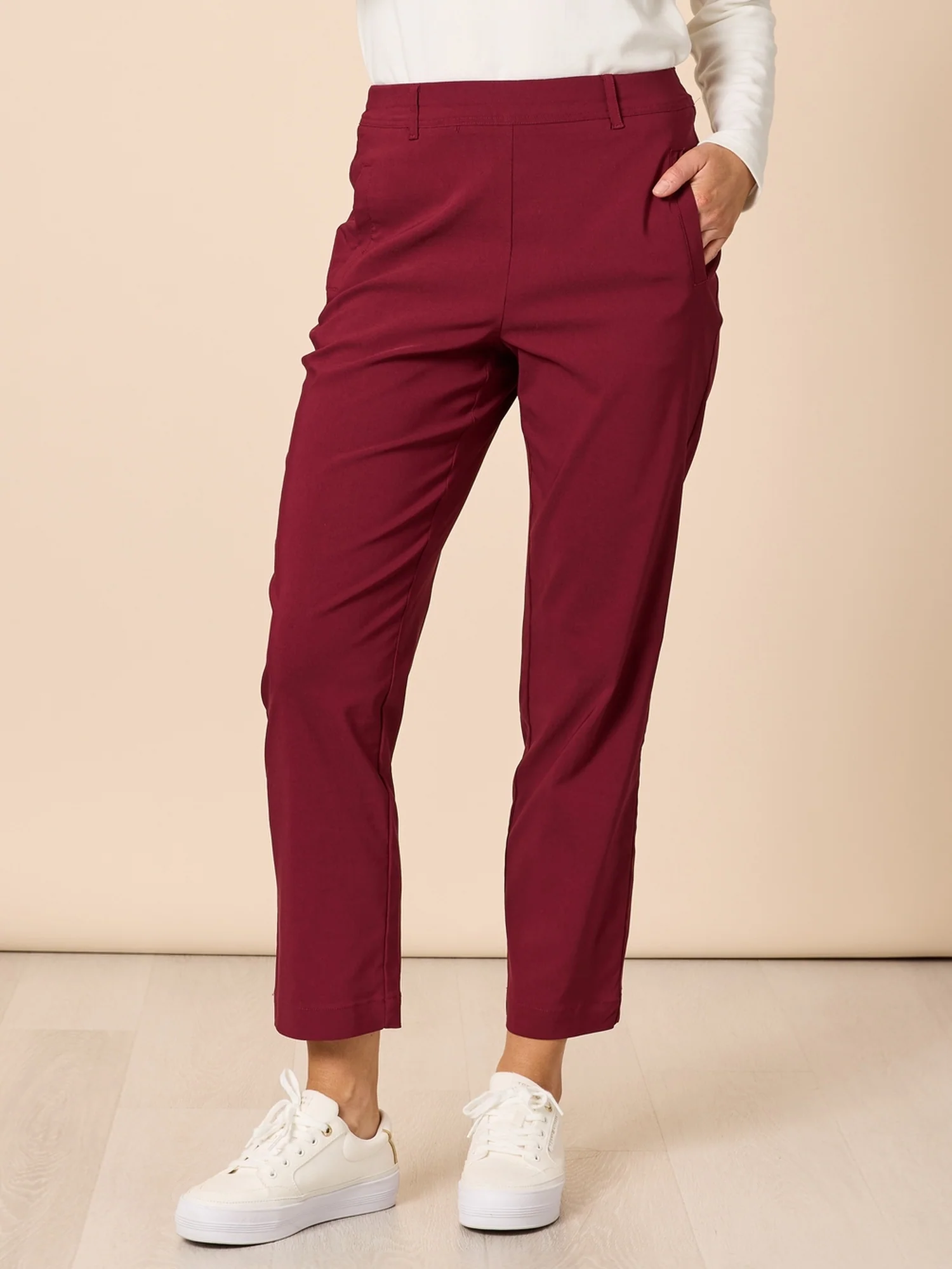 Evie Stretch Straight Leg Pant - Shiraz