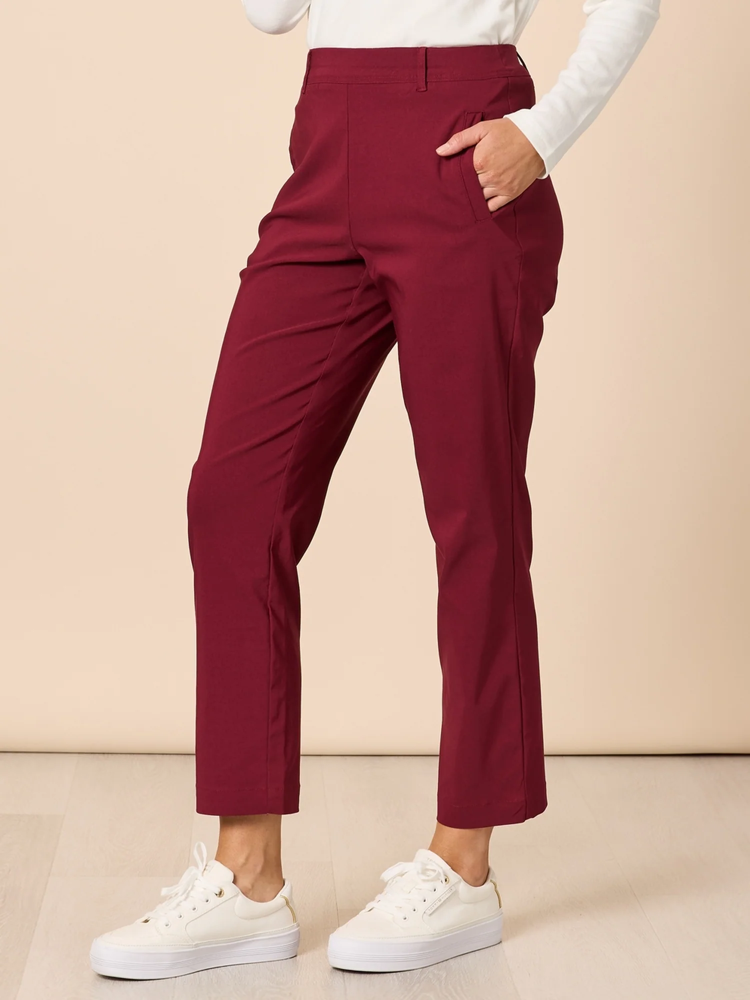 Evie Stretch Straight Leg Pant - Shiraz - Image 3