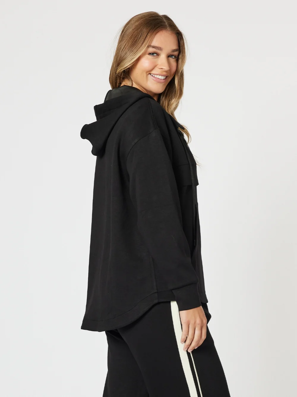 Evie Hooded Zip Sweatshirt - Black - Image 4