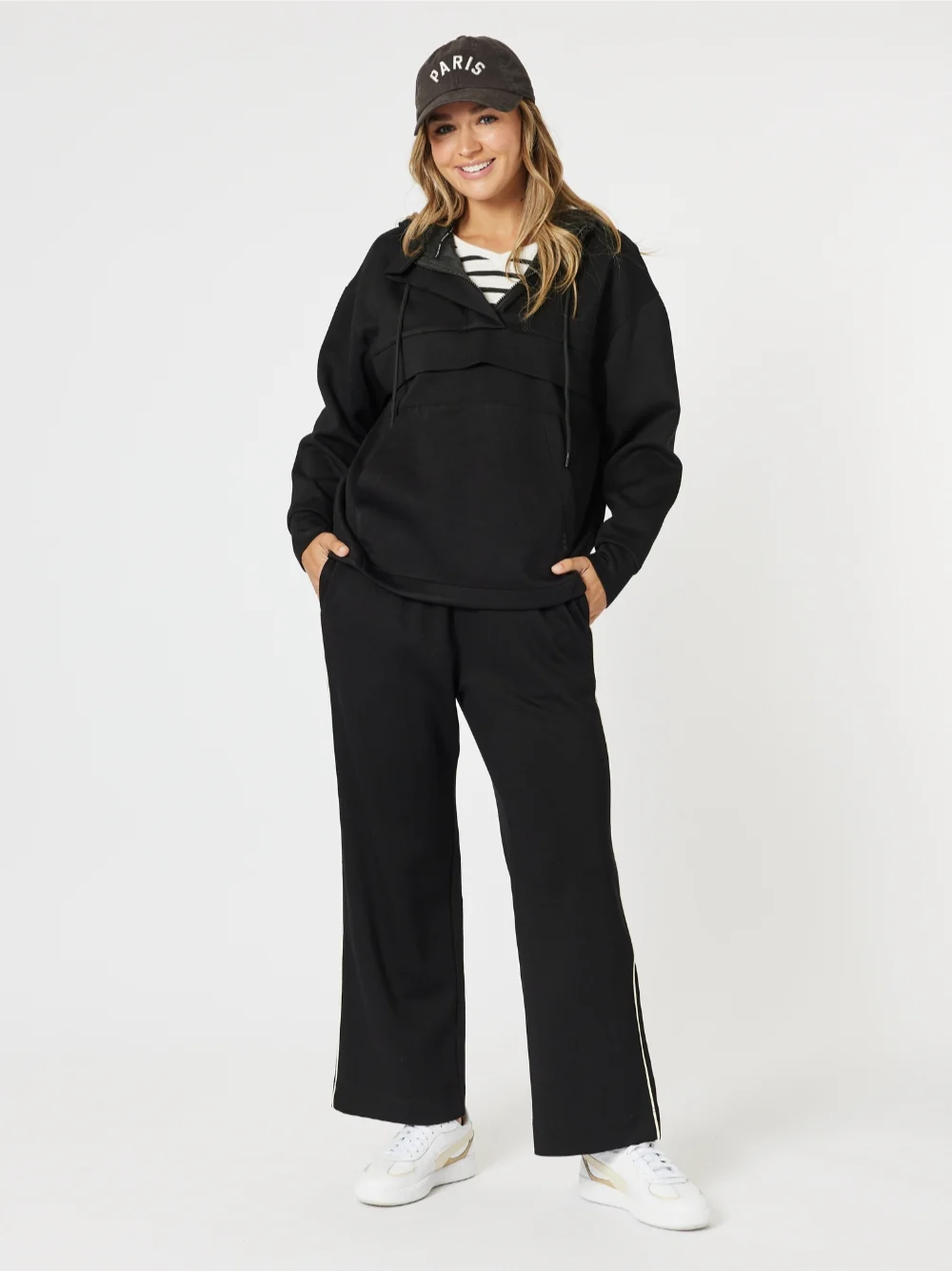 Evie Hooded Zip Sweatshirt - Black - Image 5