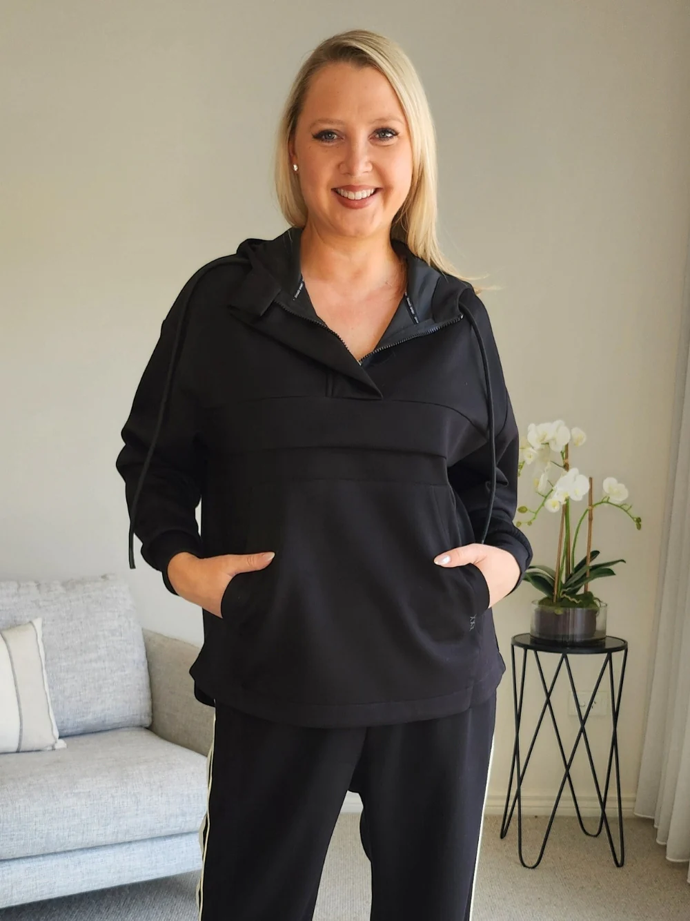Evie Hooded Zip Sweatshirt - Black - Image 6