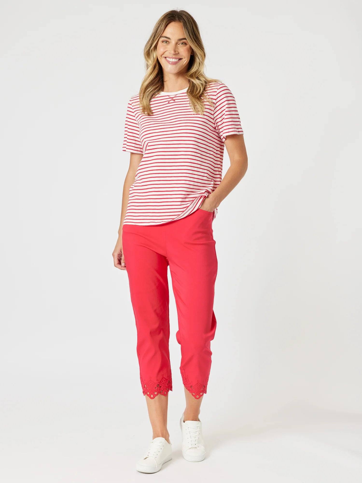 Fleur Embroidered Pant - Red - Image 2