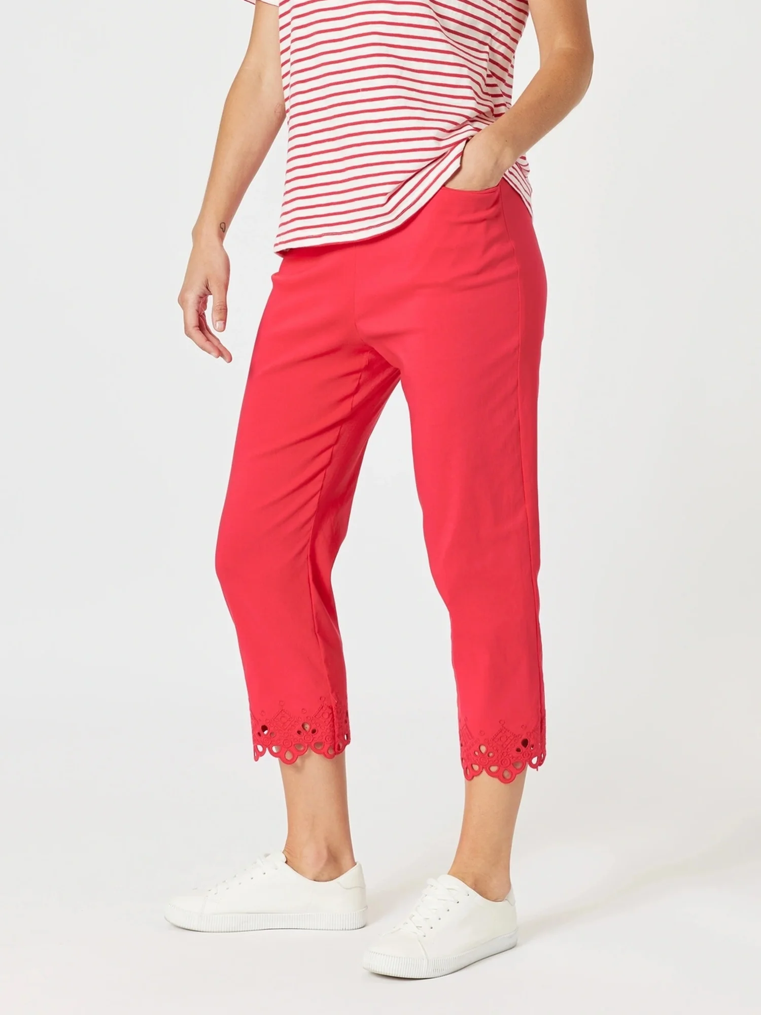 Fleur Embroidered Pant - Red - Image 5