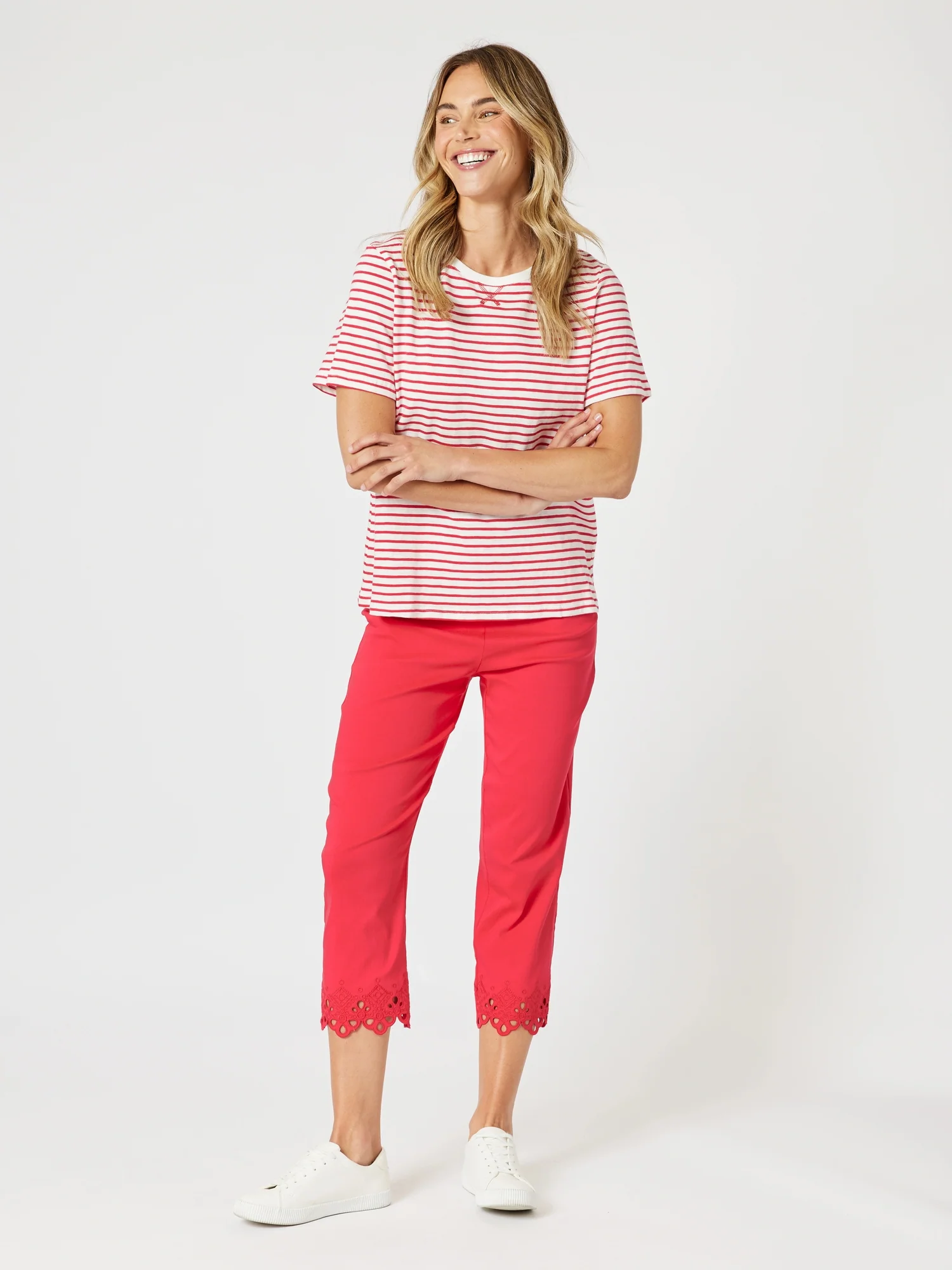 Fleur Embroidered Pant - Red - Image 8