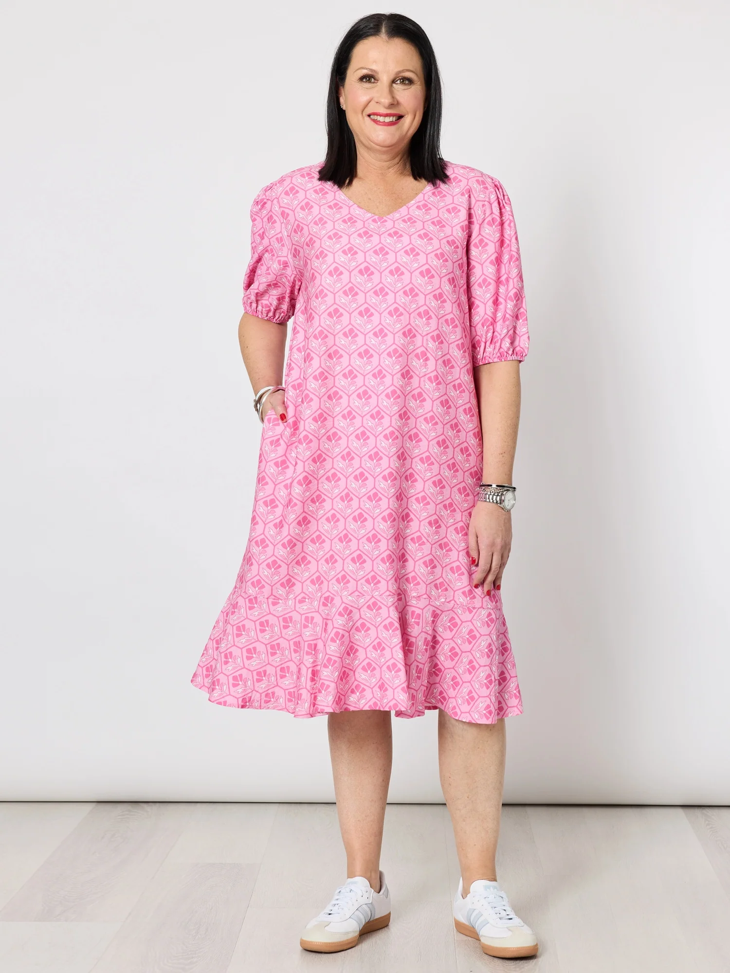 Floral Art Print Dress - Pink - Image 3