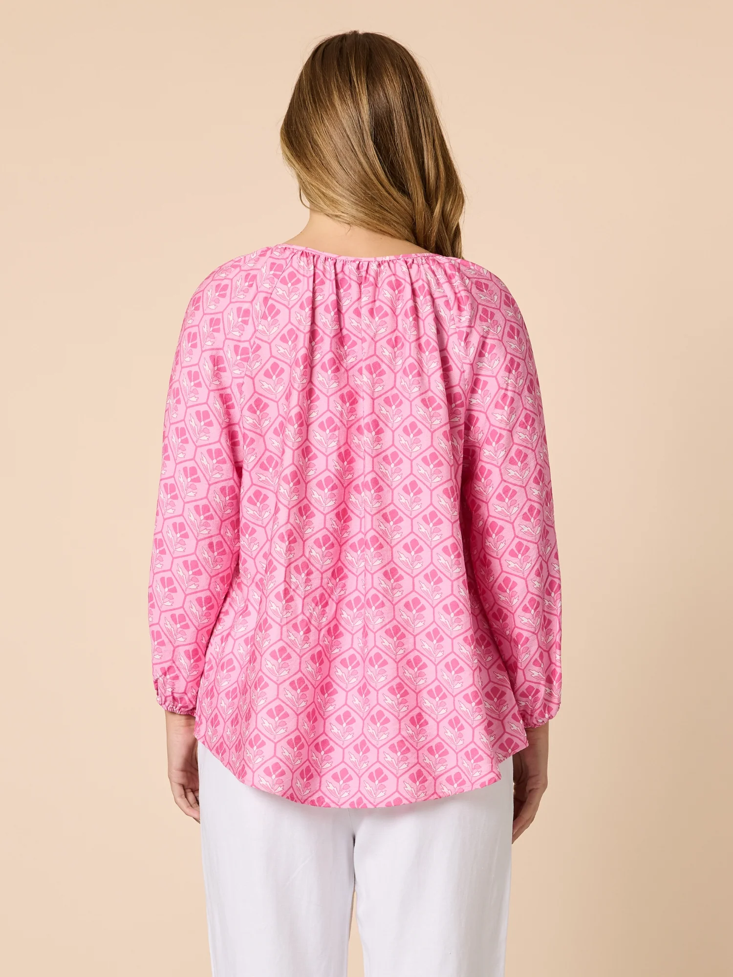 Floral Art Print Top - Pink - Image 4