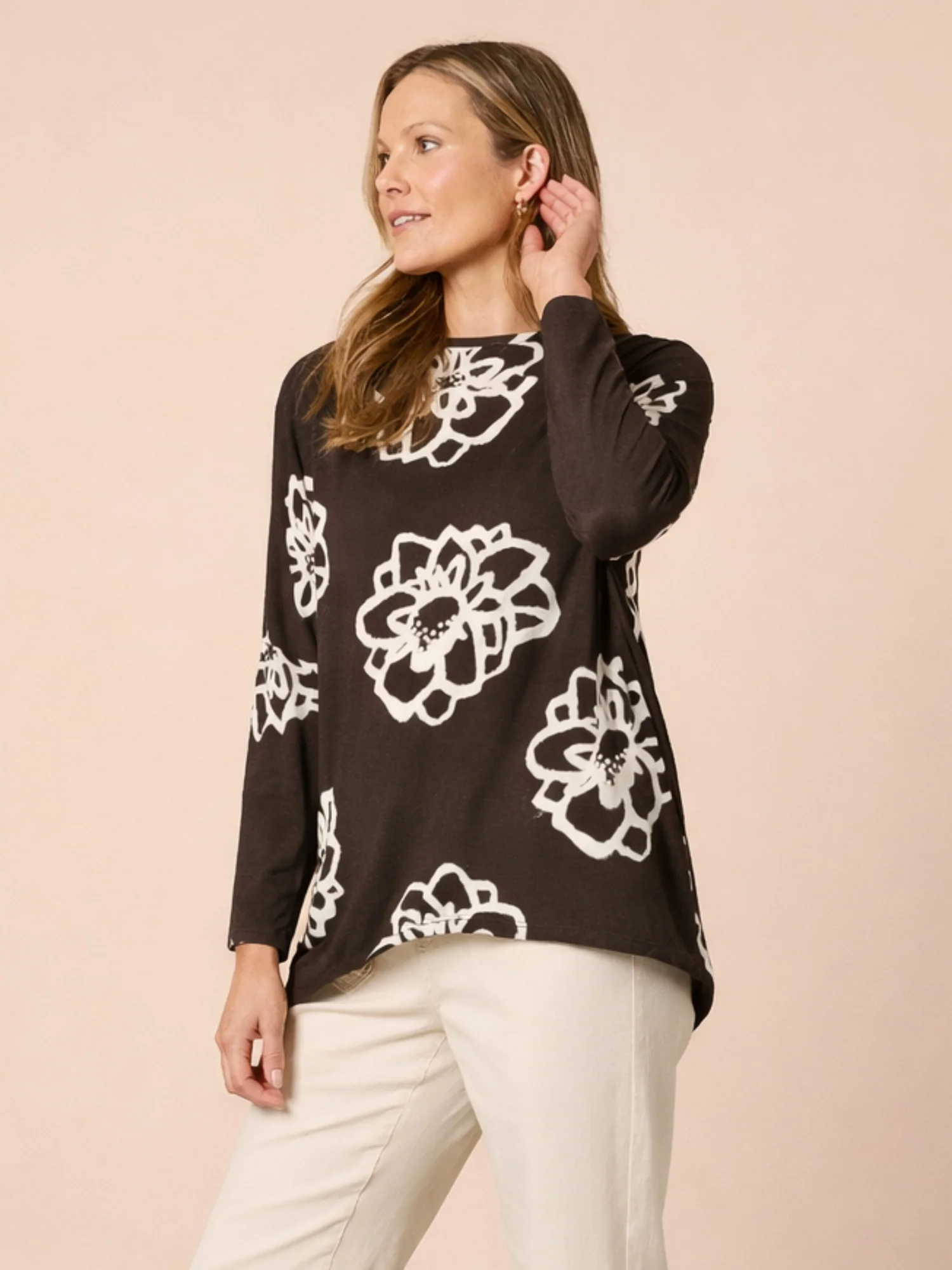 Florentine Floral Print Top - Coffee Ivory - Image 3