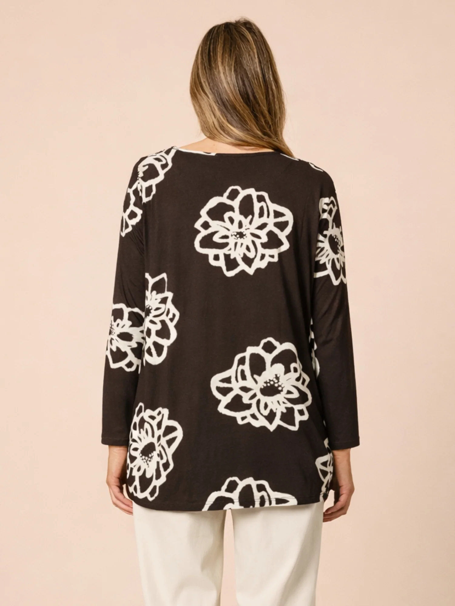 Florentine Floral Print Top - Coffee Ivory - Image 4