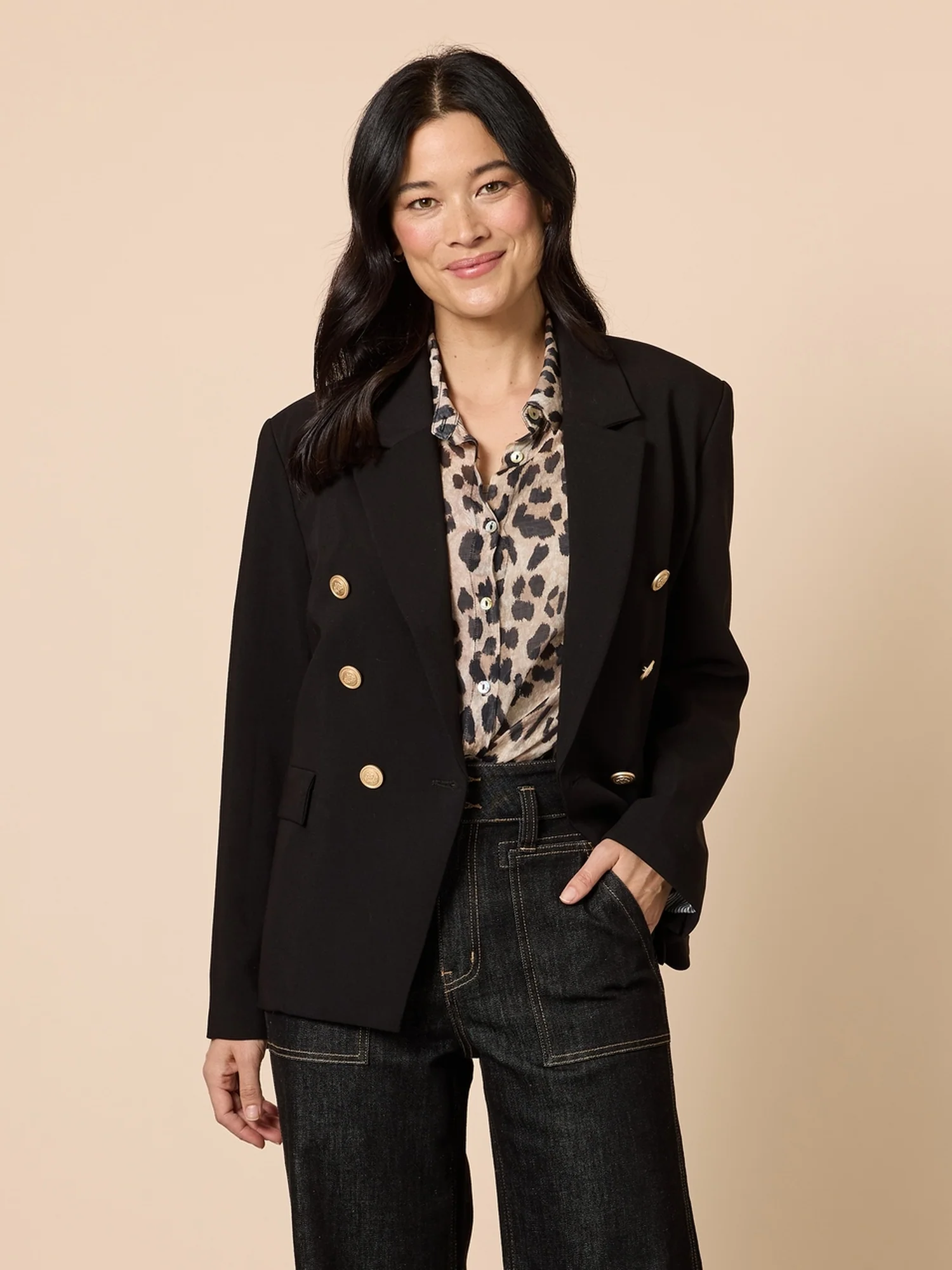 Lauren Double Breasted Blazer - Black - Image 6