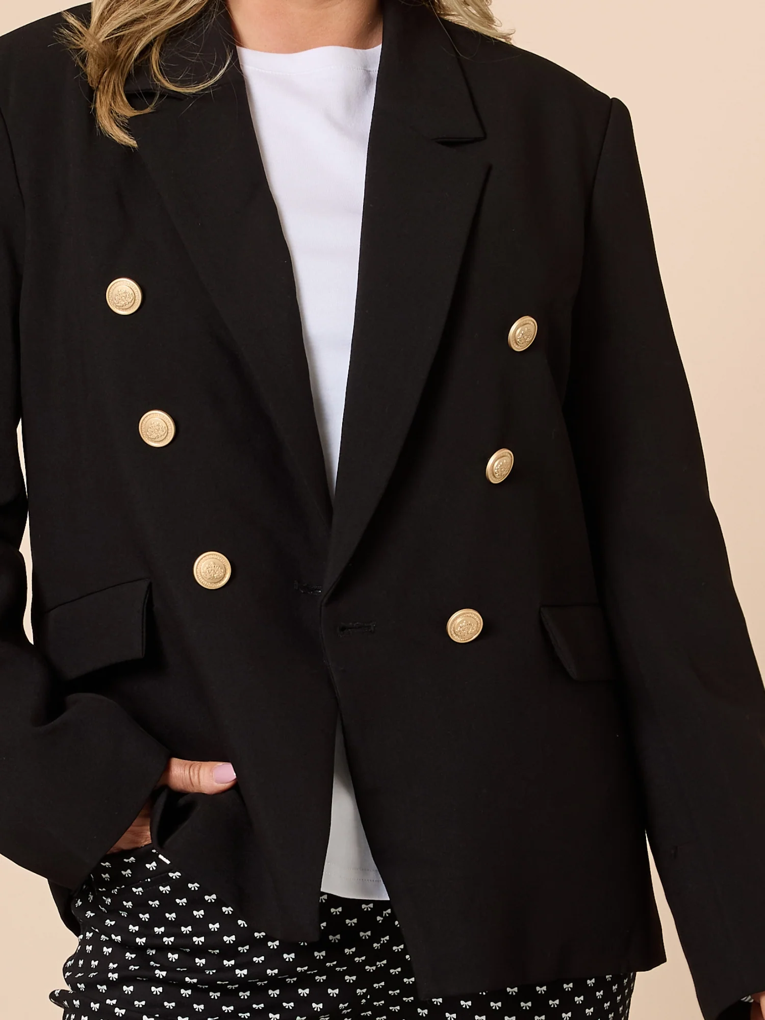 Lauren Double Breasted Blazer - Black - Image 7