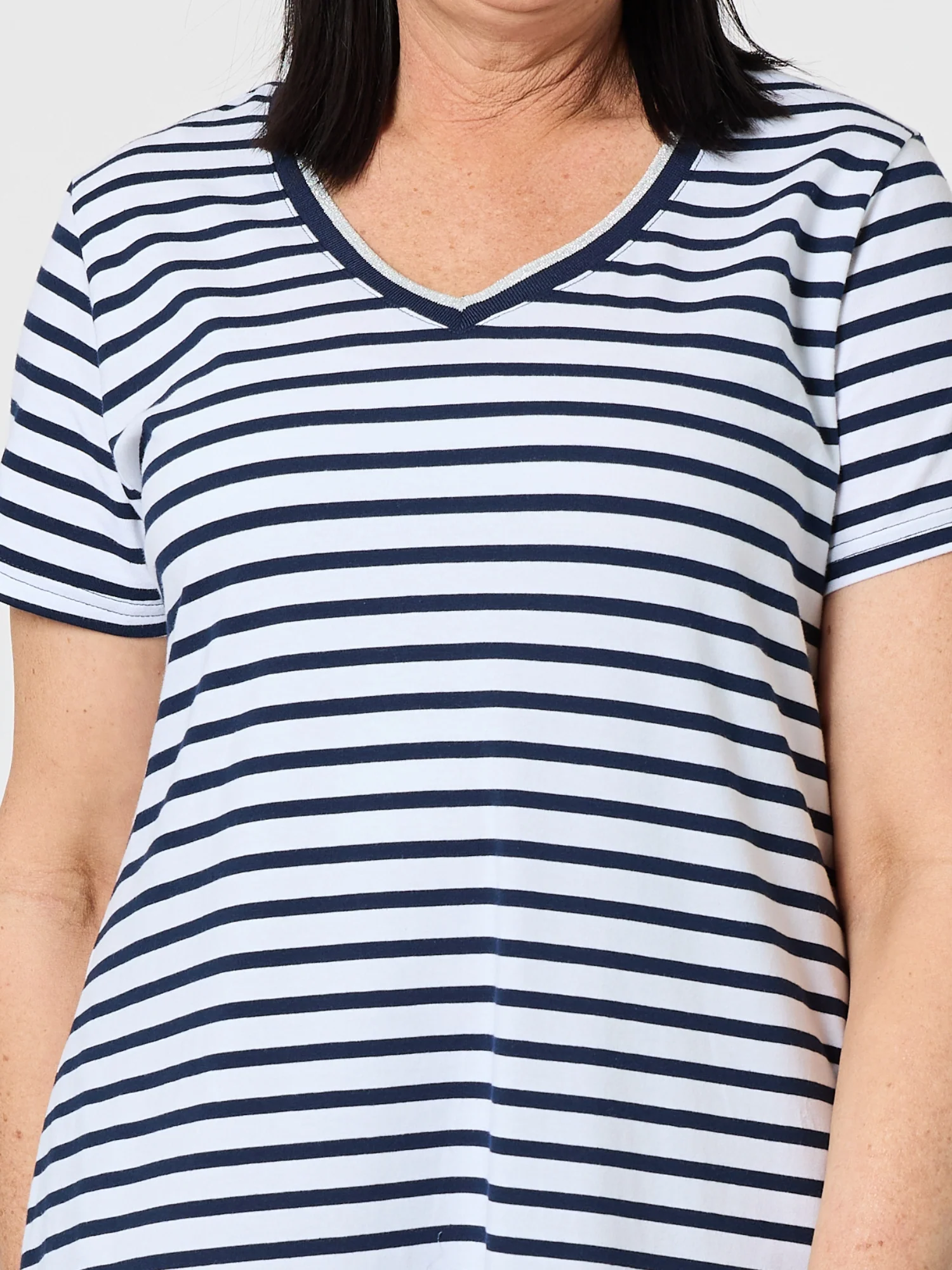 Gemma Stripe Print Dress - Navy/White - Image 4