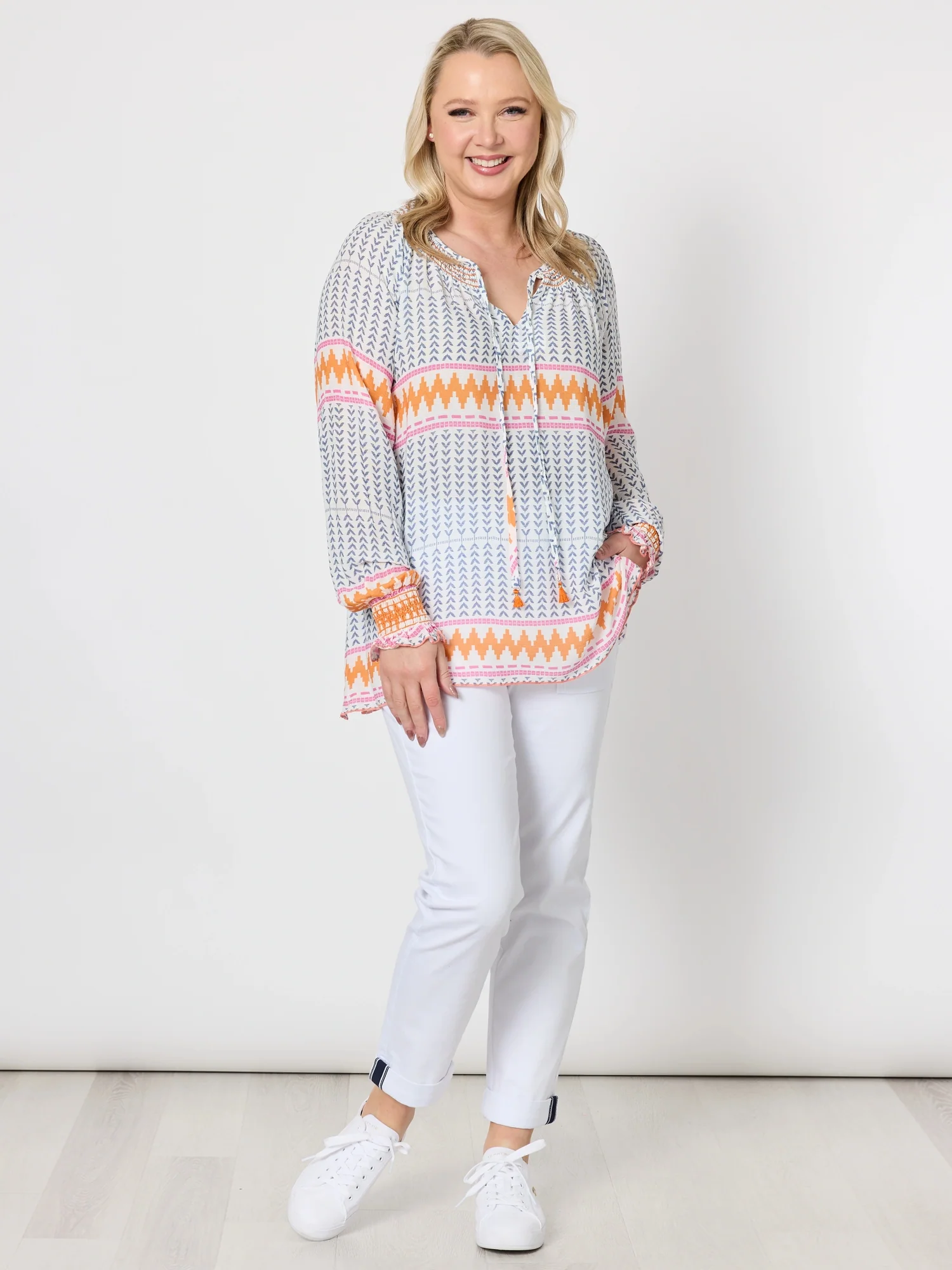 Geo Print Top - Indigo Multi - Image 2