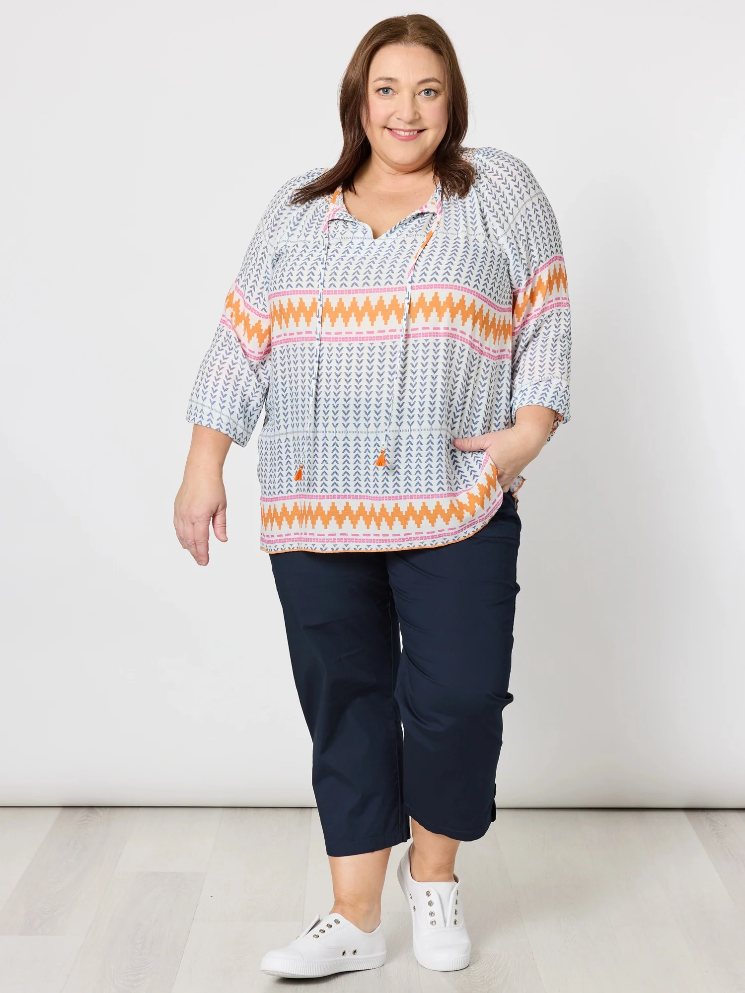 Geo Print Top - Indigo Multi - Image 3