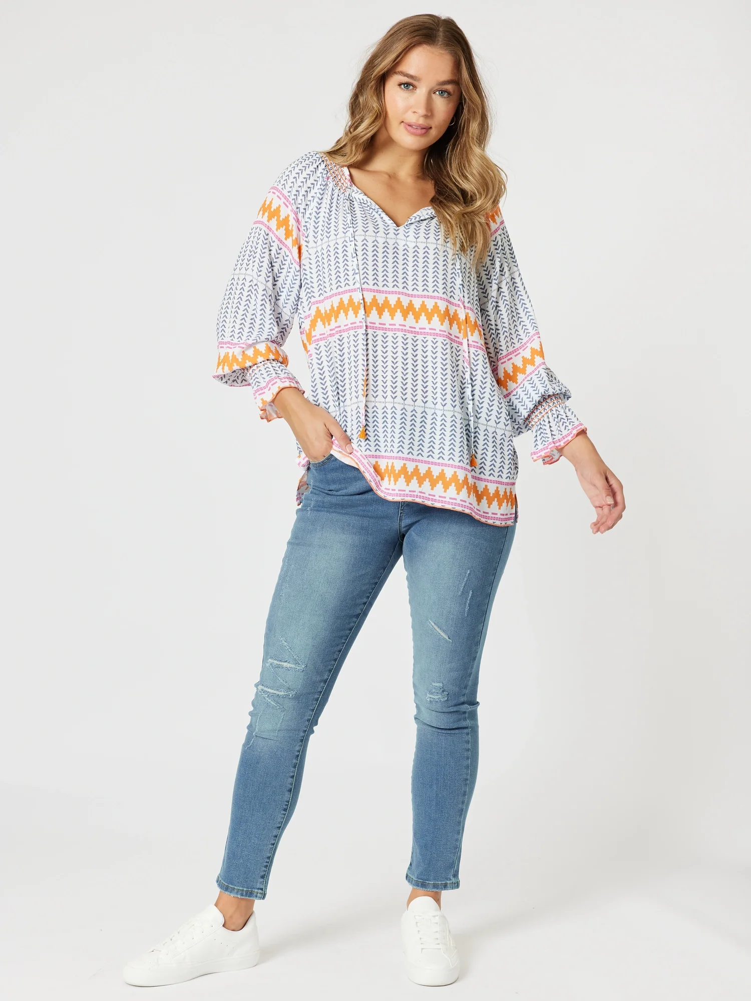 Geo Print Top - Indigo Multi - Image 4