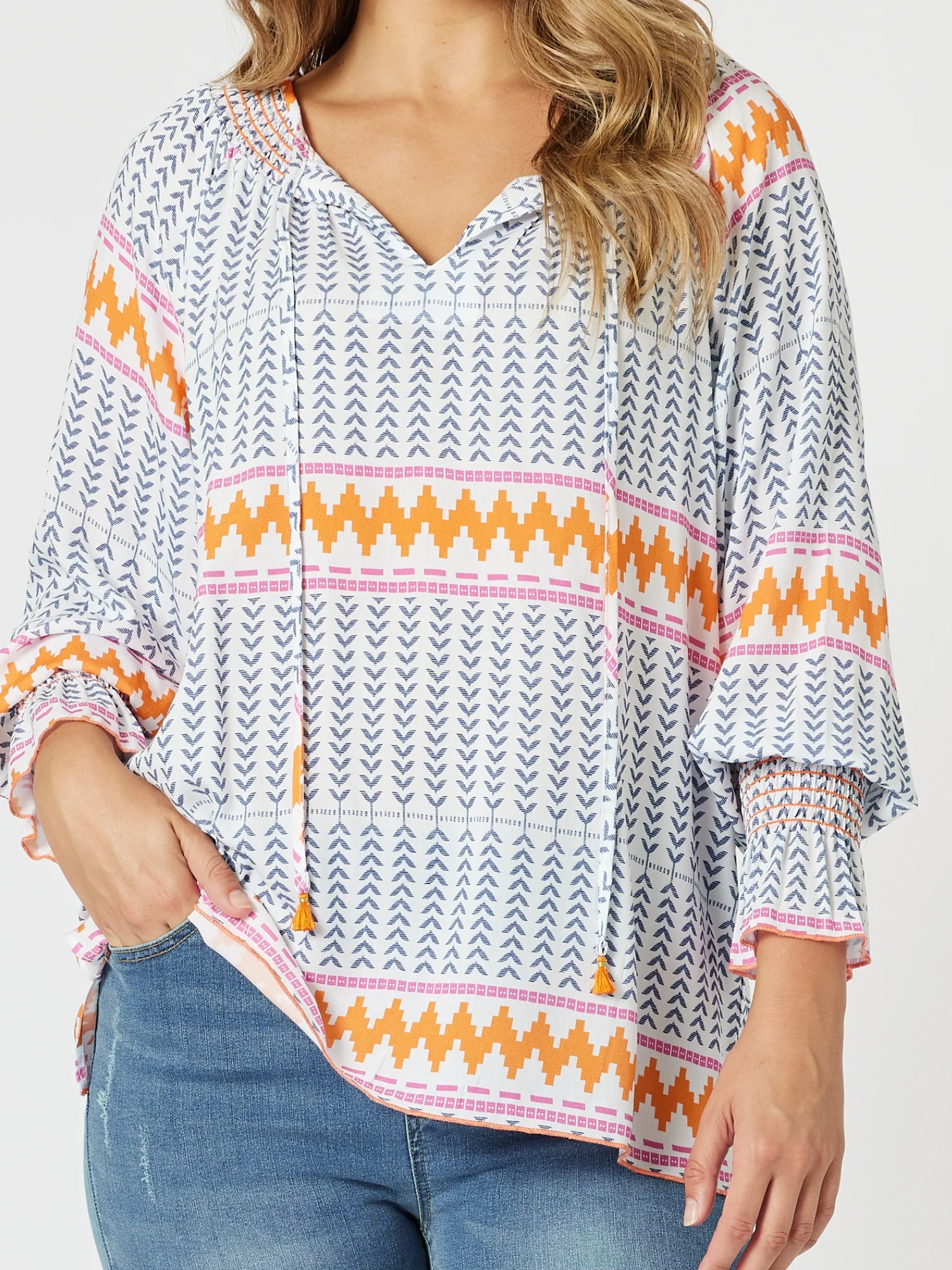 Geo Print Top - Indigo Multi - Image 5