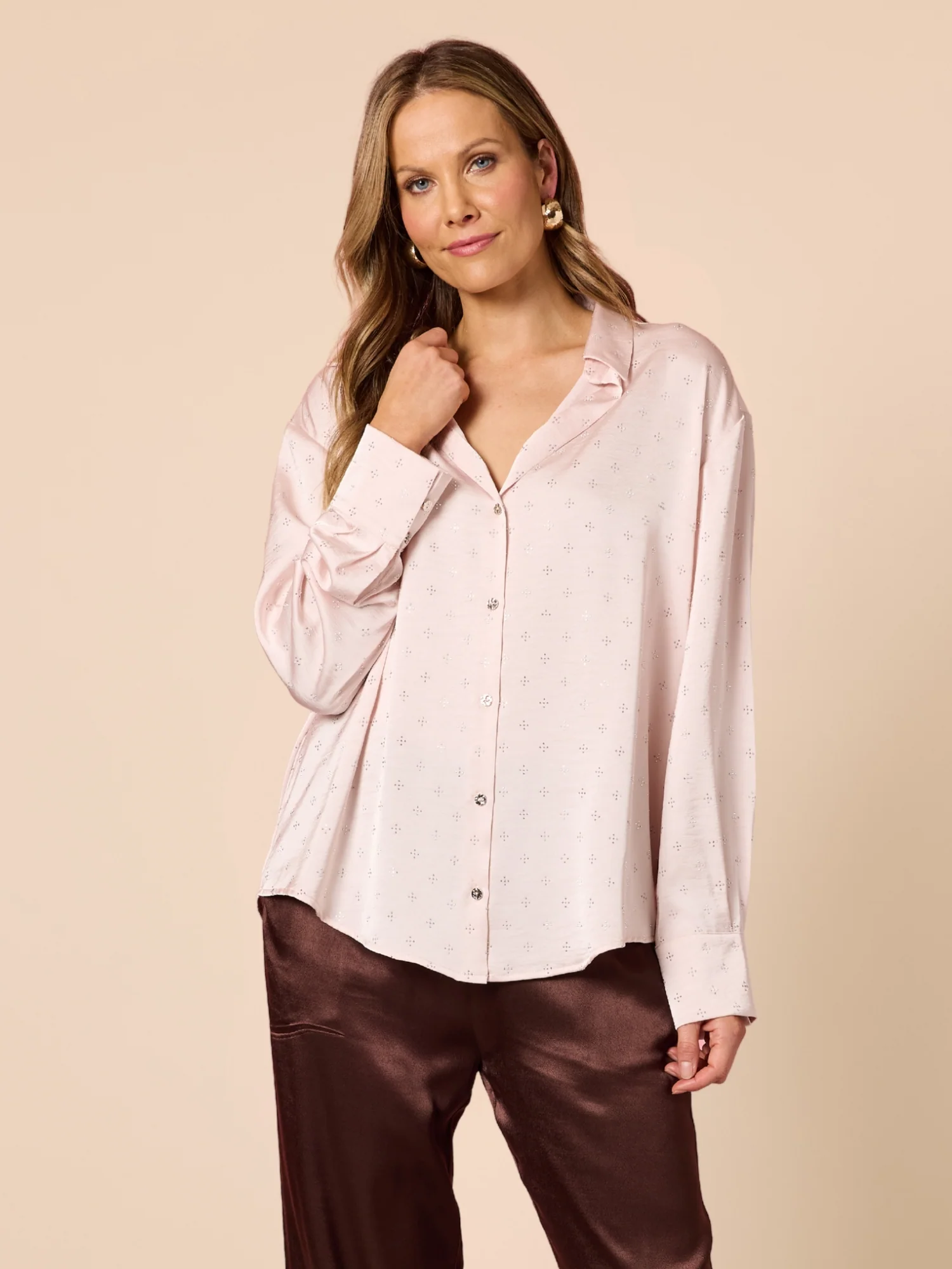 Glimmer Diamante Shirt - Blush