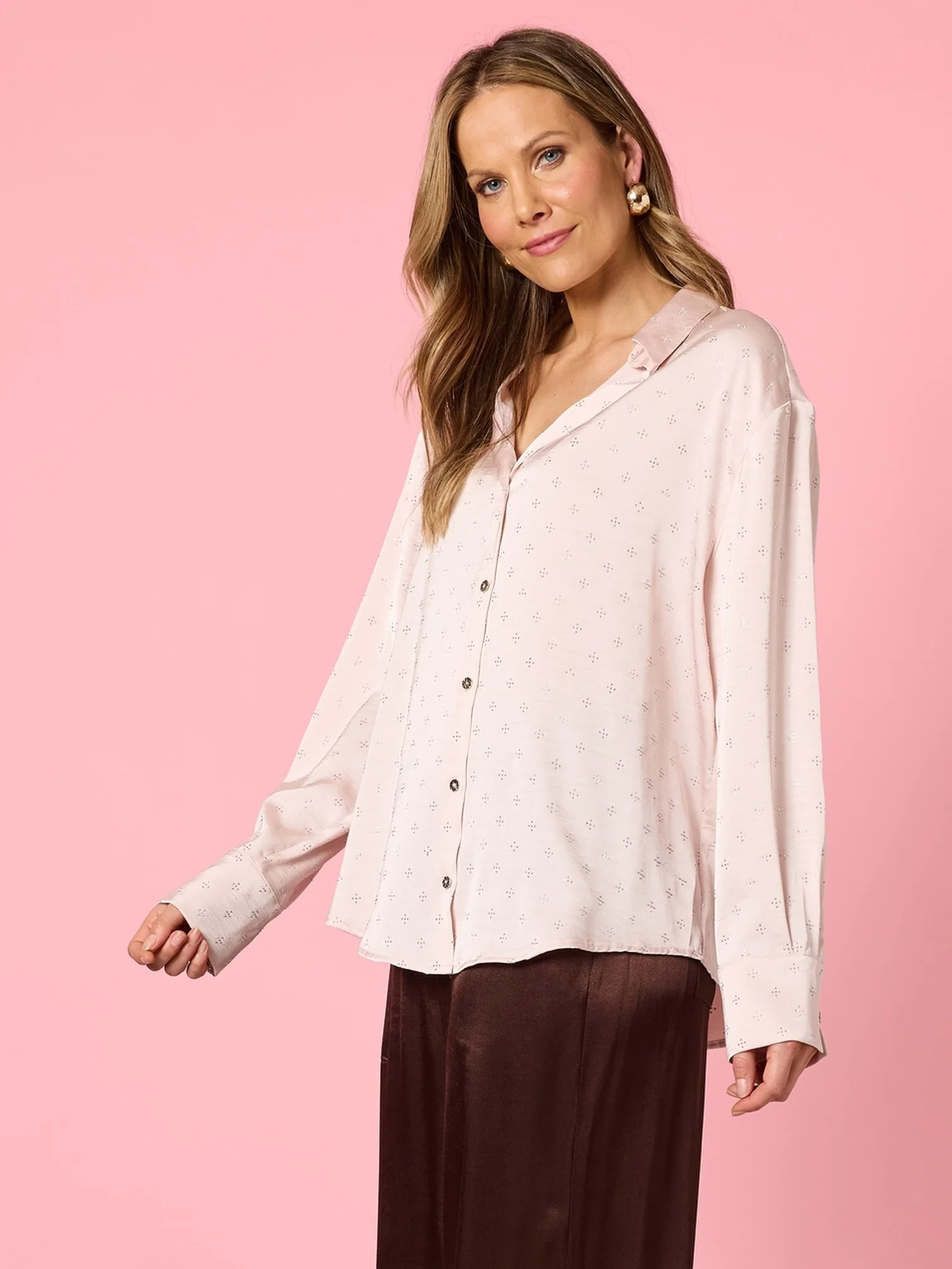 Glimmer Diamante Shirt - Blush - Image 3