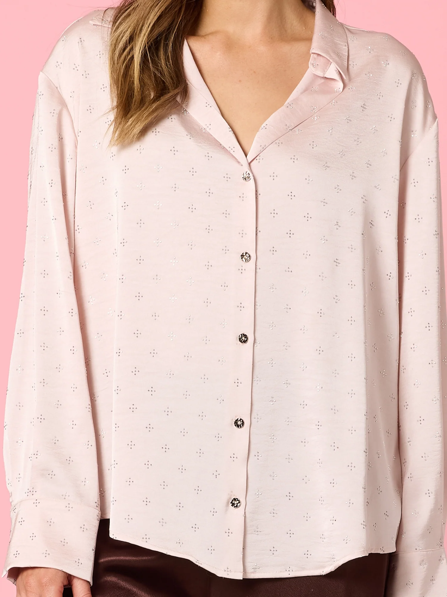 Glimmer Diamante Shirt - Blush - Image 5