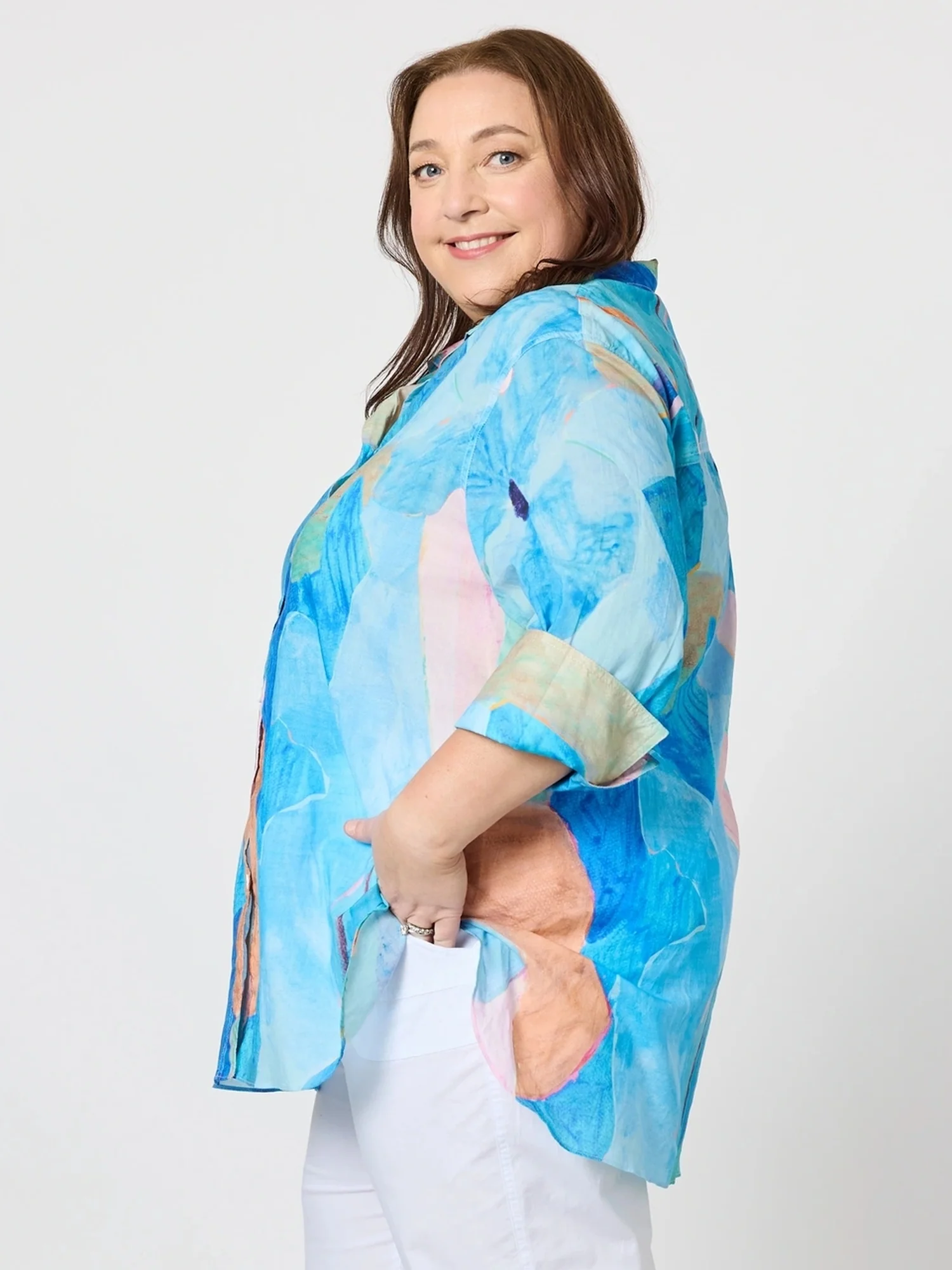 Grazia Mio Caro Print Shirt  - Aqua - Image 10