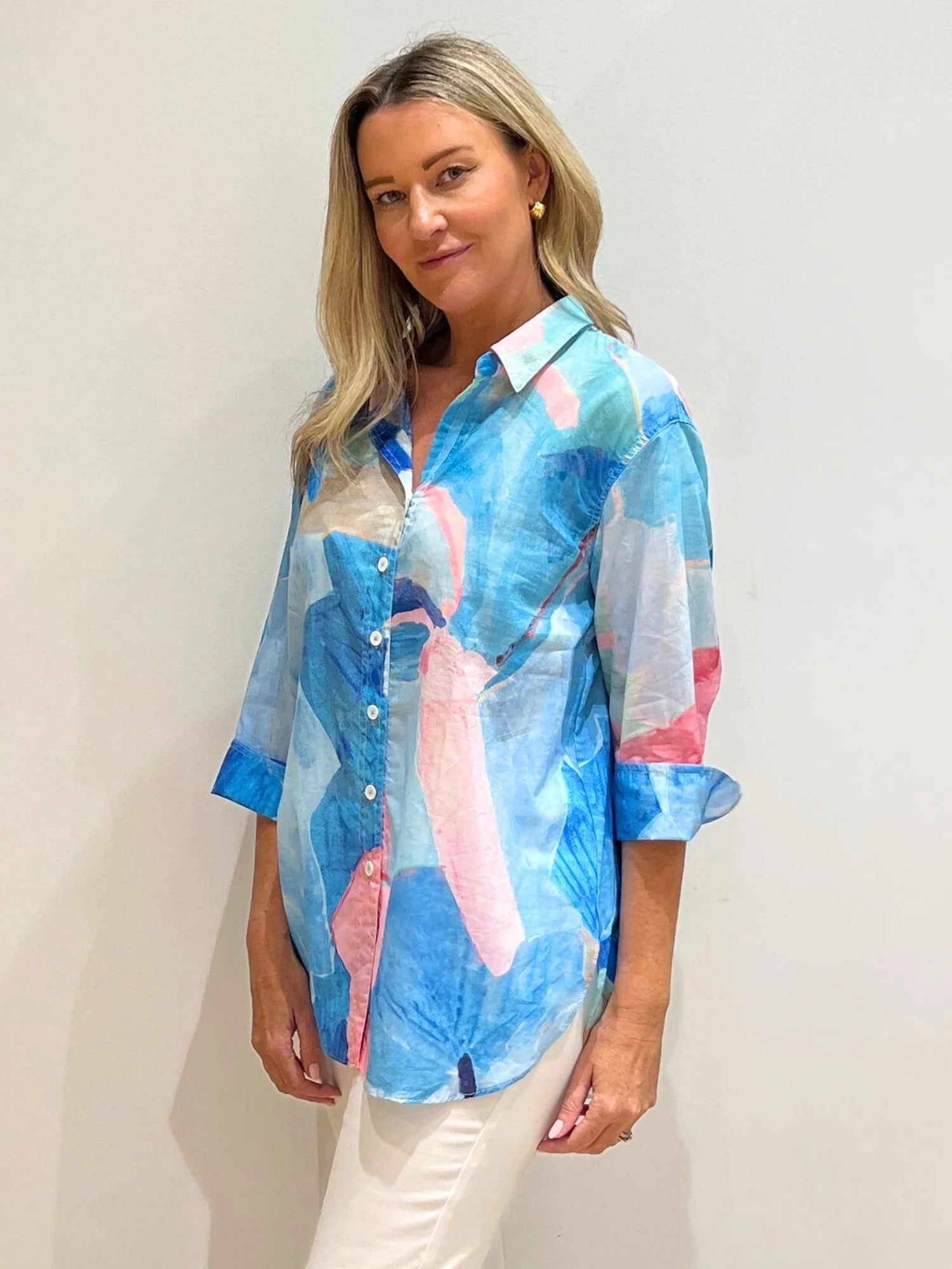 Grazia Mio Caro Print Shirt  - Aqua - Image 3