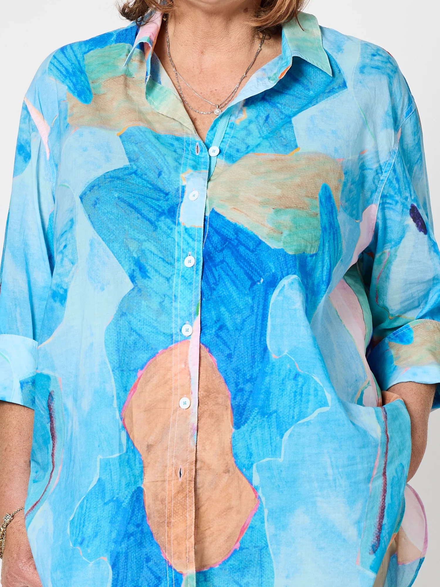 Grazia Mio Caro Print Shirt  - Aqua - Image 5